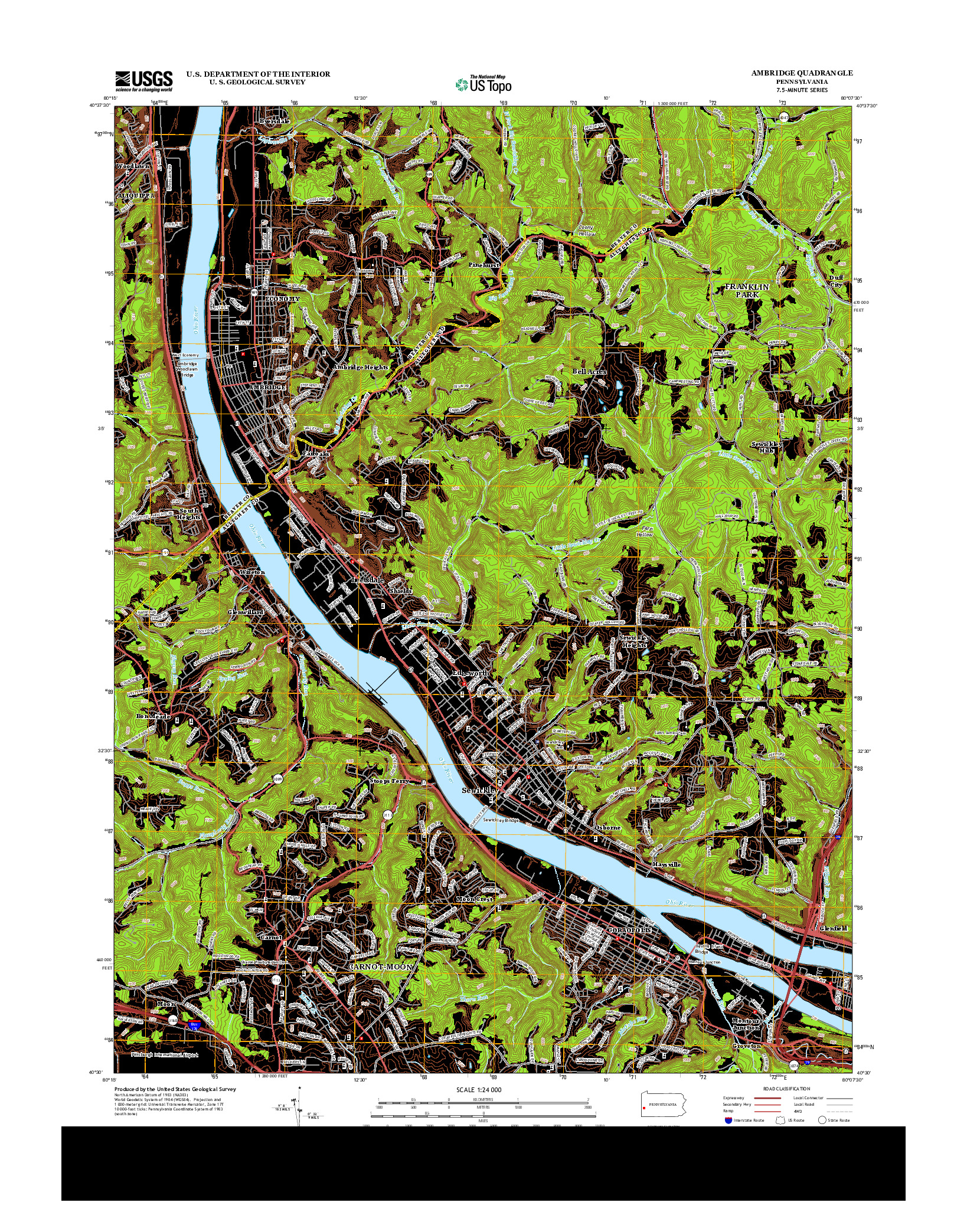 USGS US TOPO 7.5-MINUTE MAP FOR AMBRIDGE, PA 2013