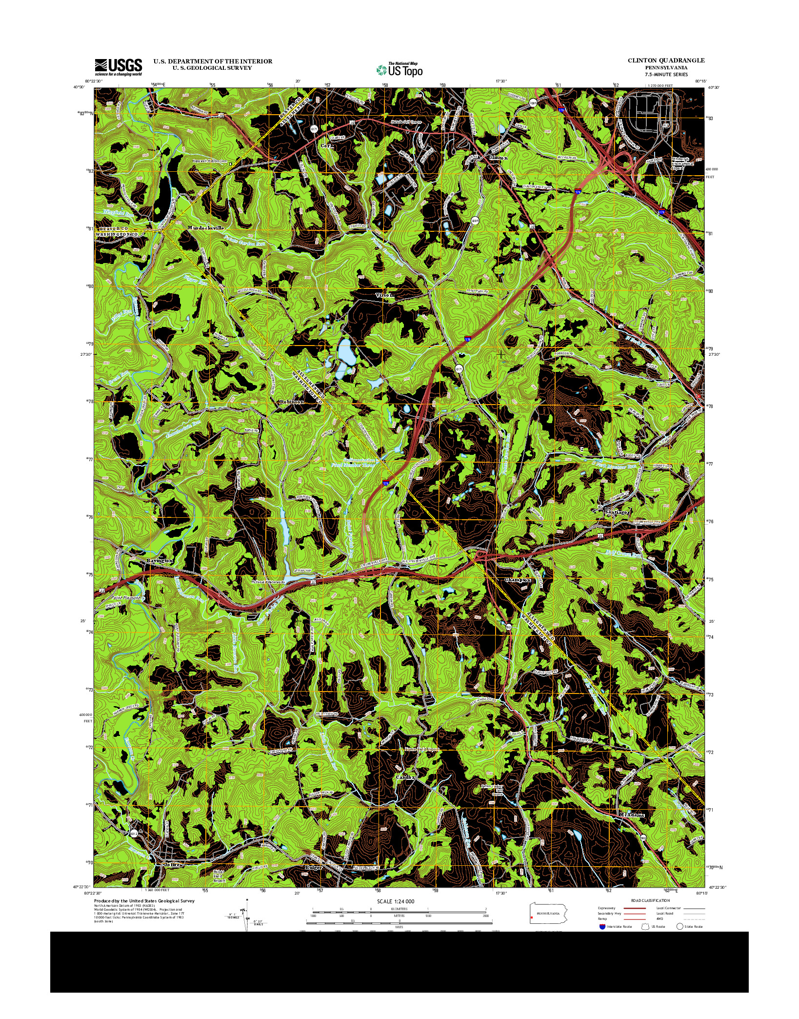 USGS US TOPO 7.5-MINUTE MAP FOR CLINTON, PA 2013