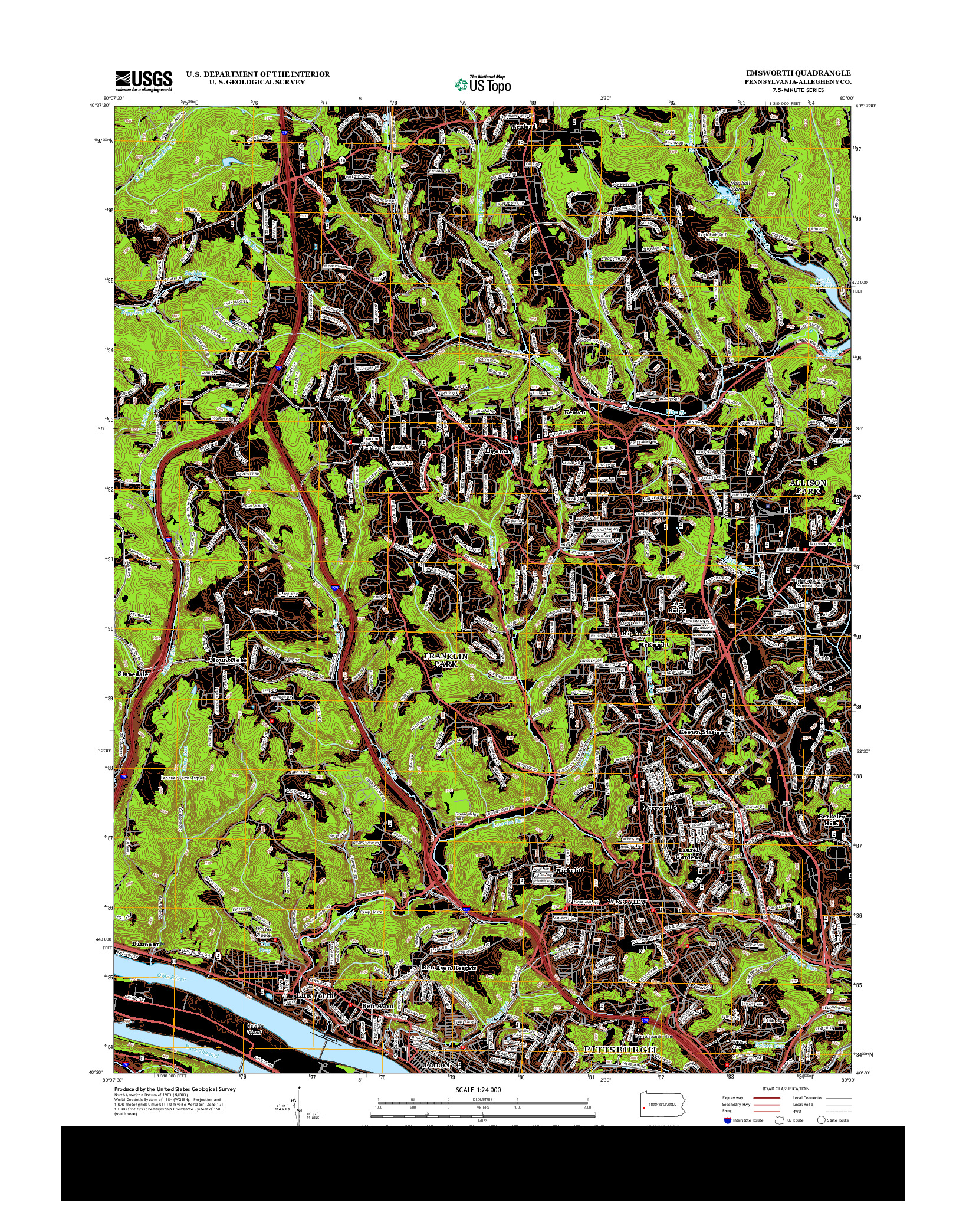 USGS US TOPO 7.5-MINUTE MAP FOR EMSWORTH, PA 2013