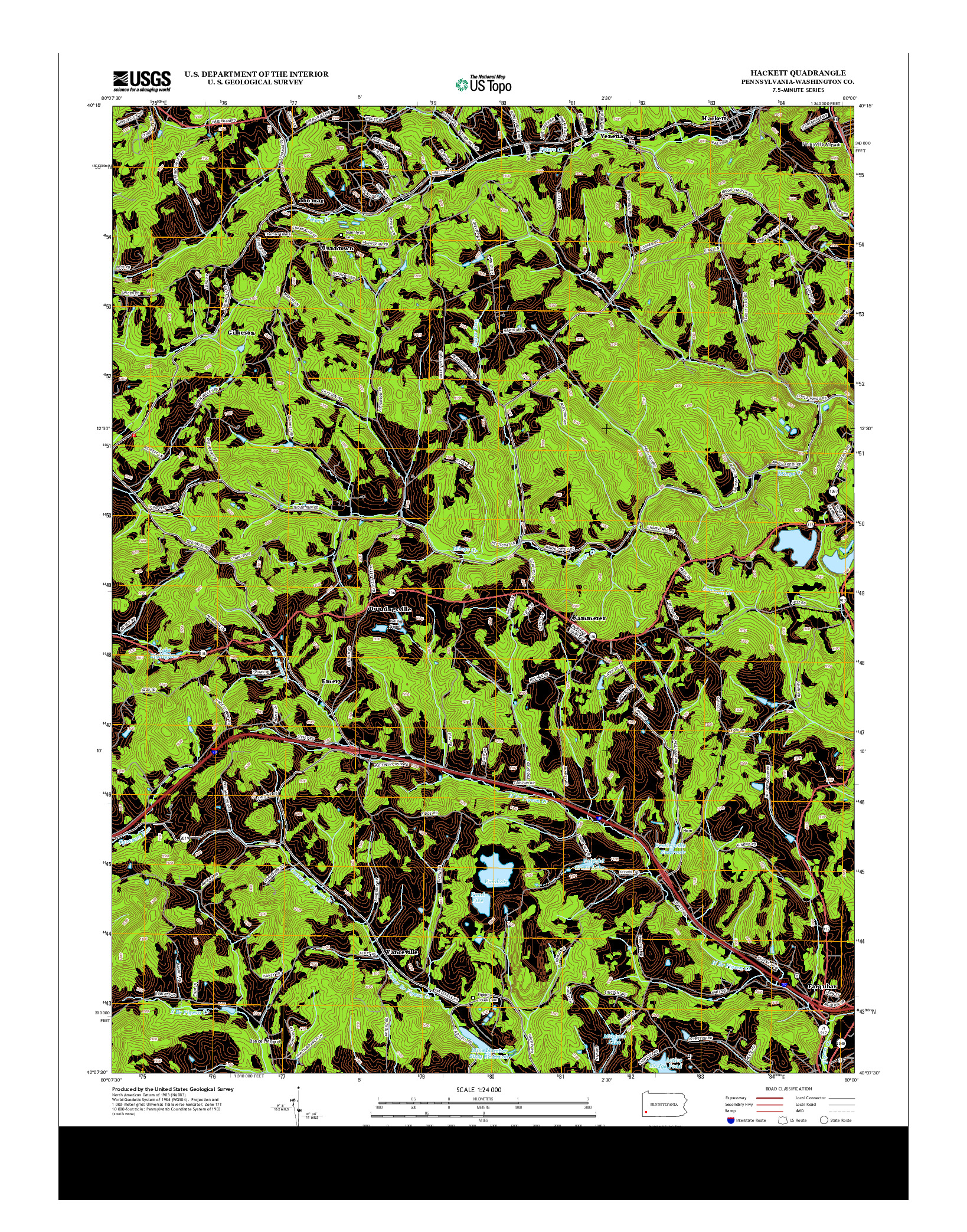 USGS US TOPO 7.5-MINUTE MAP FOR HACKETT, PA 2013
