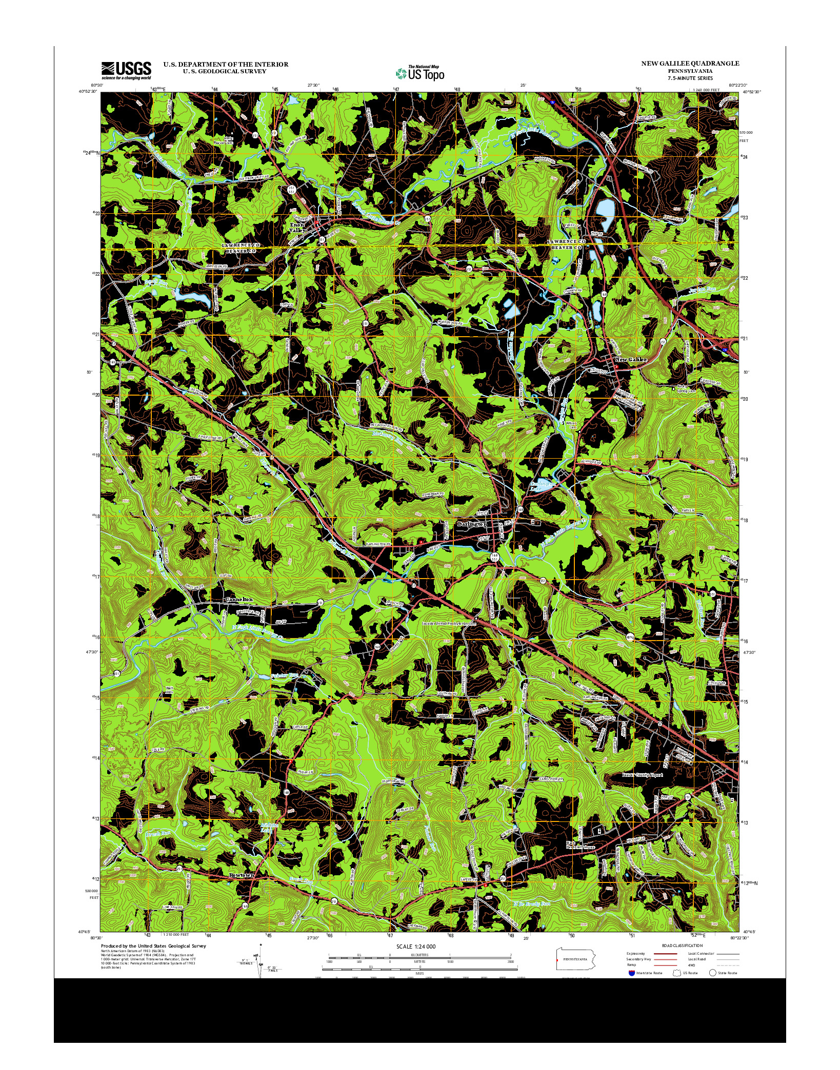USGS US TOPO 7.5-MINUTE MAP FOR NEW GALILEE, PA 2013