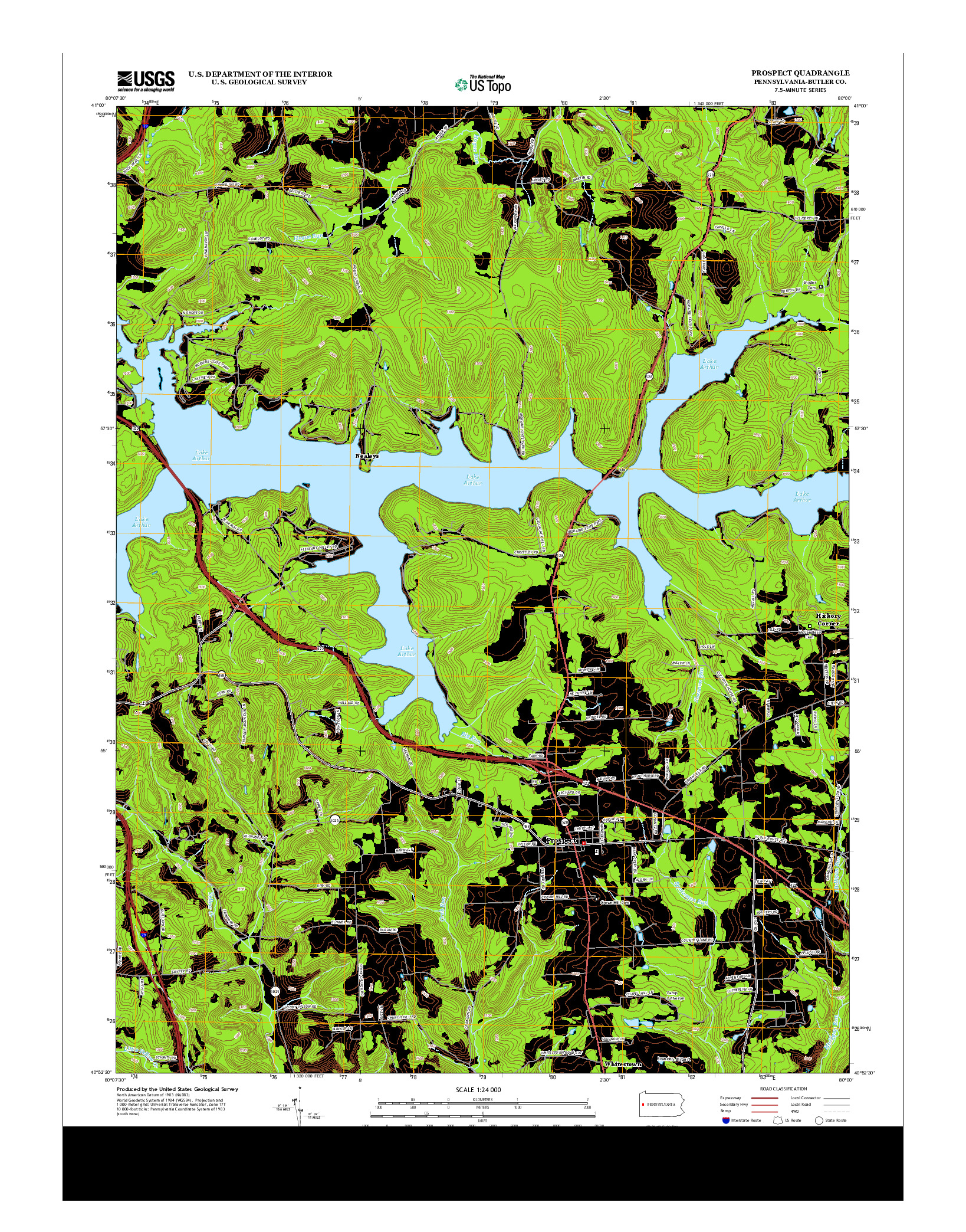 USGS US TOPO 7.5-MINUTE MAP FOR PROSPECT, PA 2013