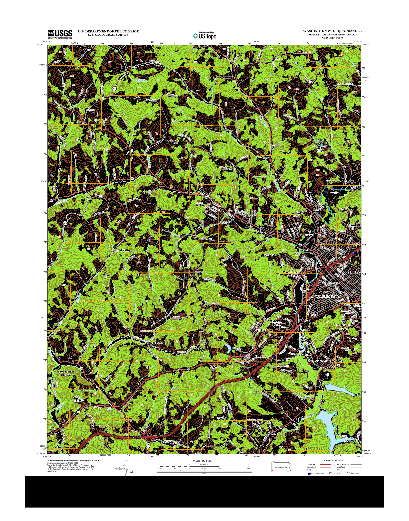 USGS US TOPO 7.5-MINUTE MAP FOR WASHINGTON WEST, PA 2013