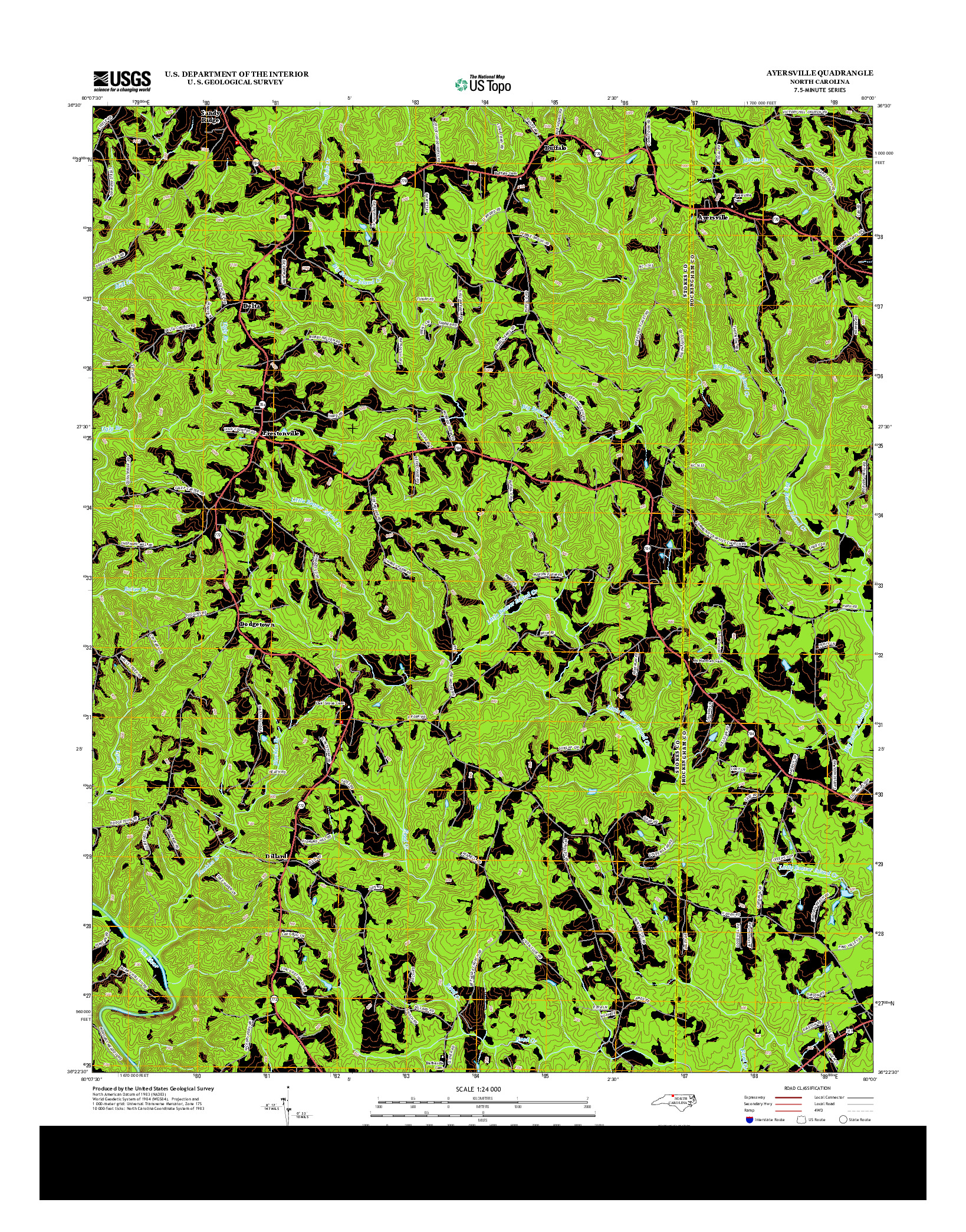 USGS US TOPO 7.5-MINUTE MAP FOR AYERSVILLE, NC 2013