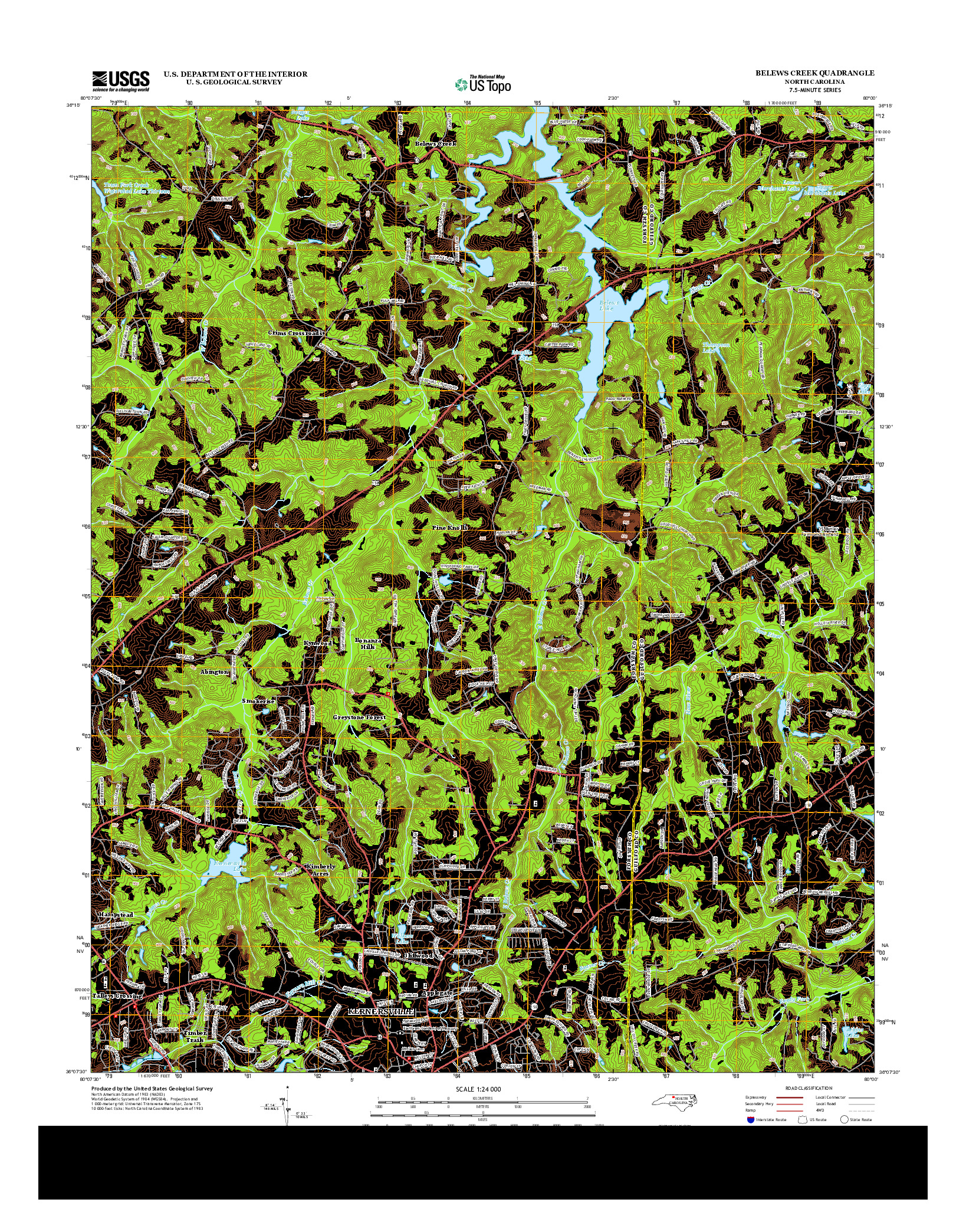 USGS US TOPO 7.5-MINUTE MAP FOR BELEWS CREEK, NC 2013