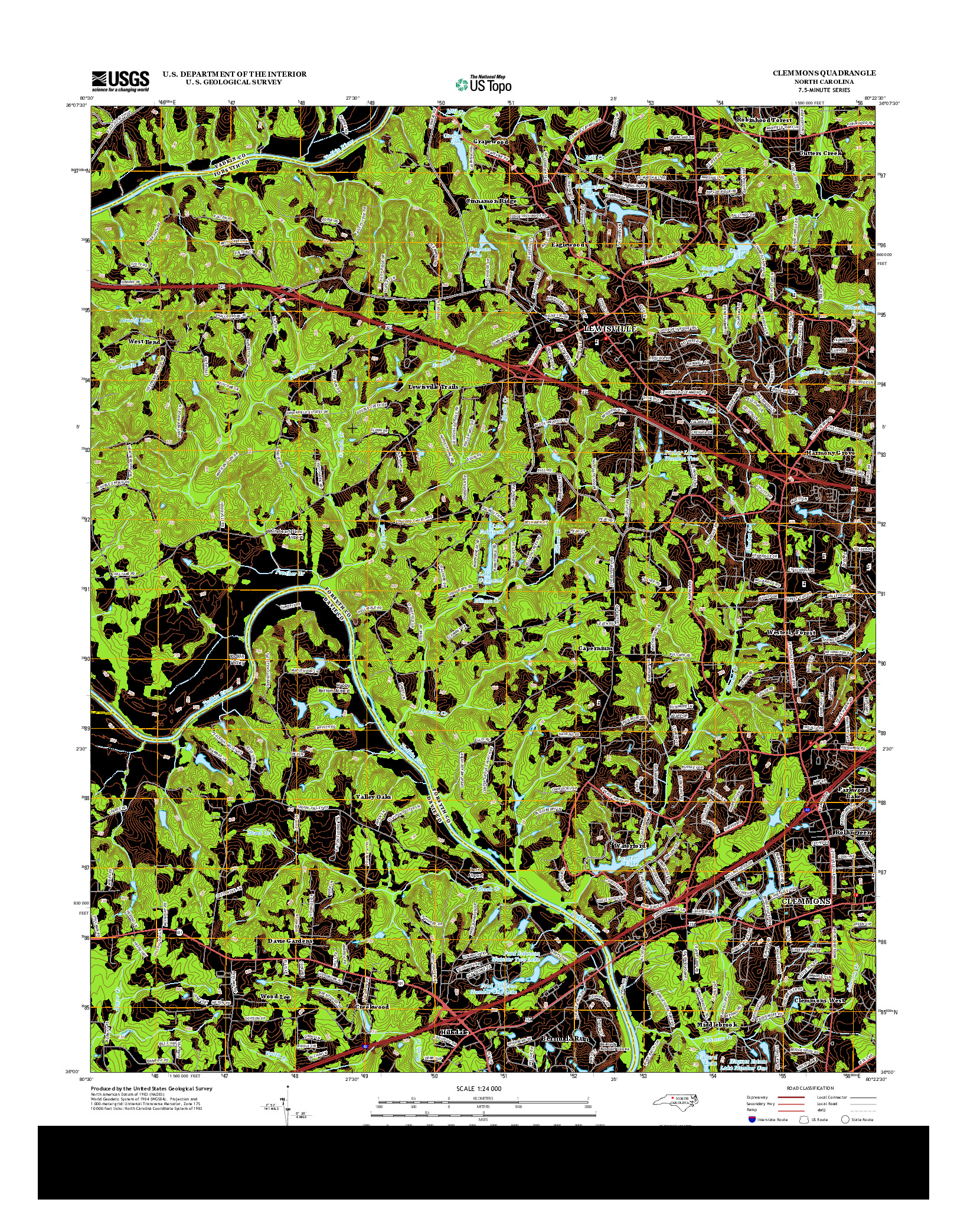 USGS US TOPO 7.5-MINUTE MAP FOR CLEMMONS, NC 2013