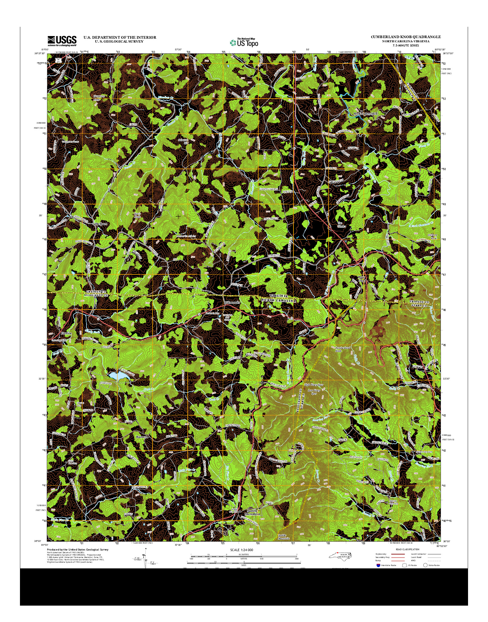 USGS US TOPO 7.5-MINUTE MAP FOR CUMBERLAND KNOB, NC-VA 2013