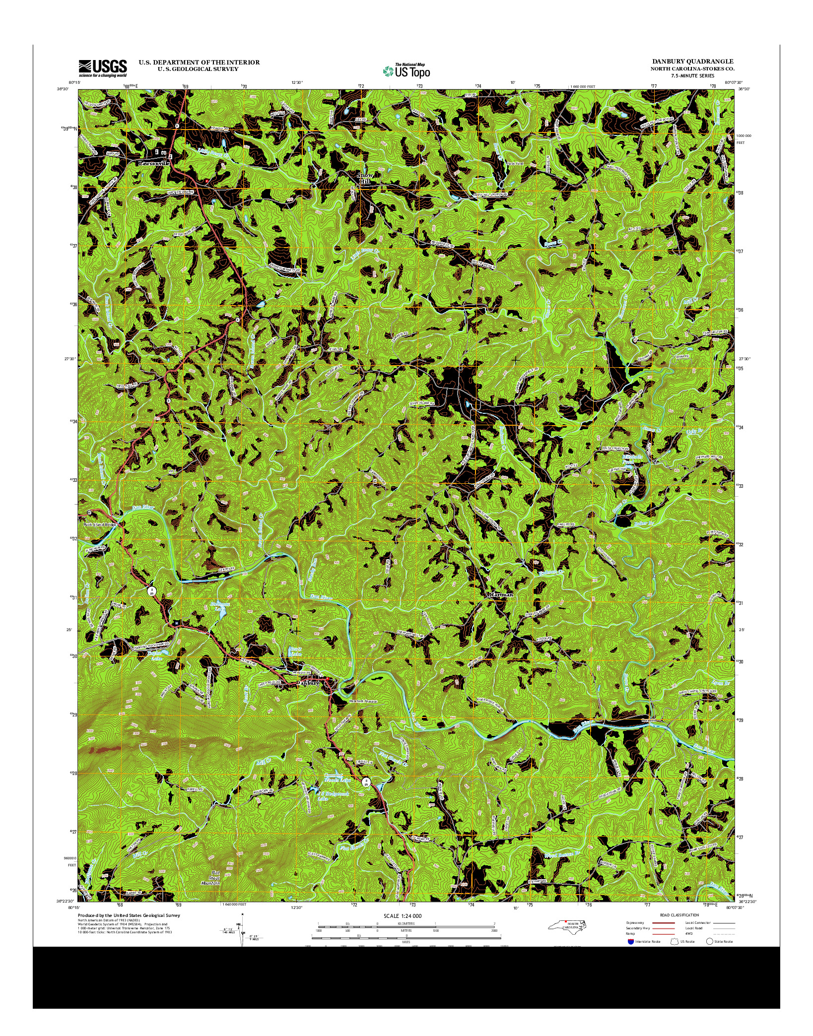 USGS US TOPO 7.5-MINUTE MAP FOR DANBURY, NC 2013