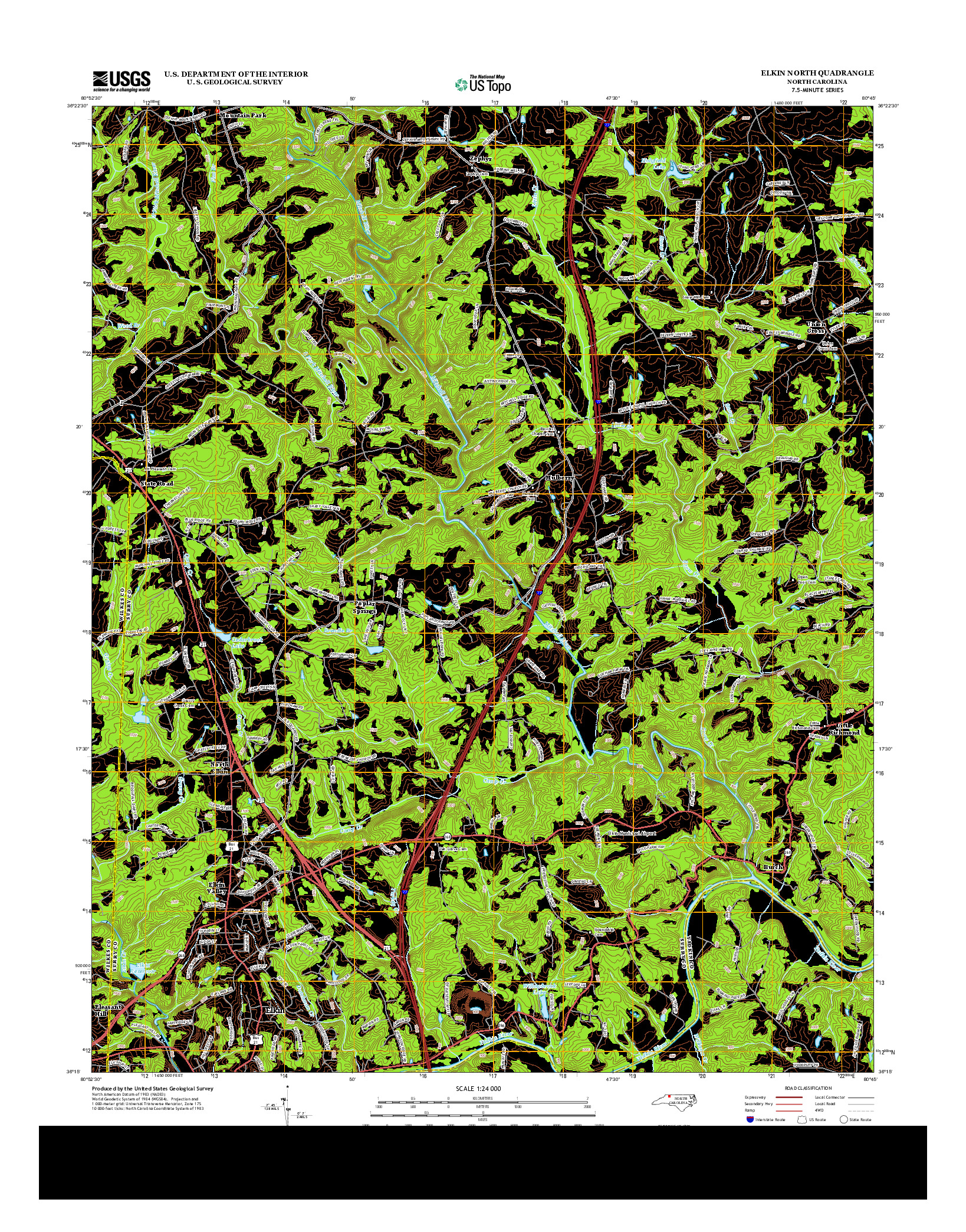 USGS US TOPO 7.5-MINUTE MAP FOR ELKIN NORTH, NC 2013