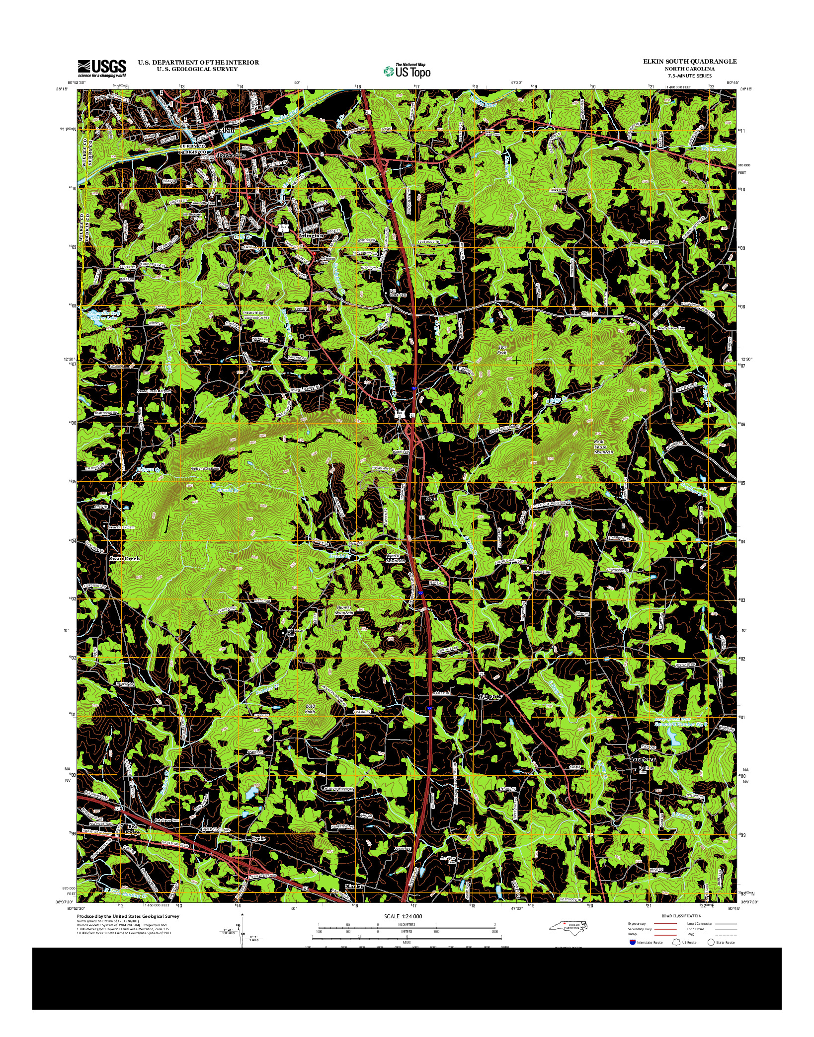 USGS US TOPO 7.5-MINUTE MAP FOR ELKIN SOUTH, NC 2013