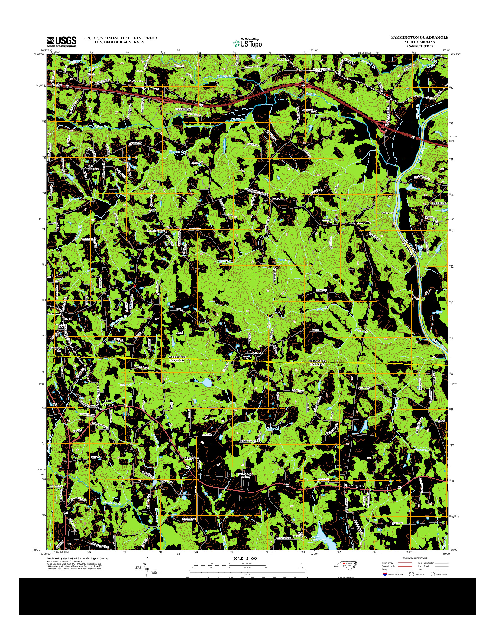 USGS US TOPO 7.5-MINUTE MAP FOR FARMINGTON, NC 2013