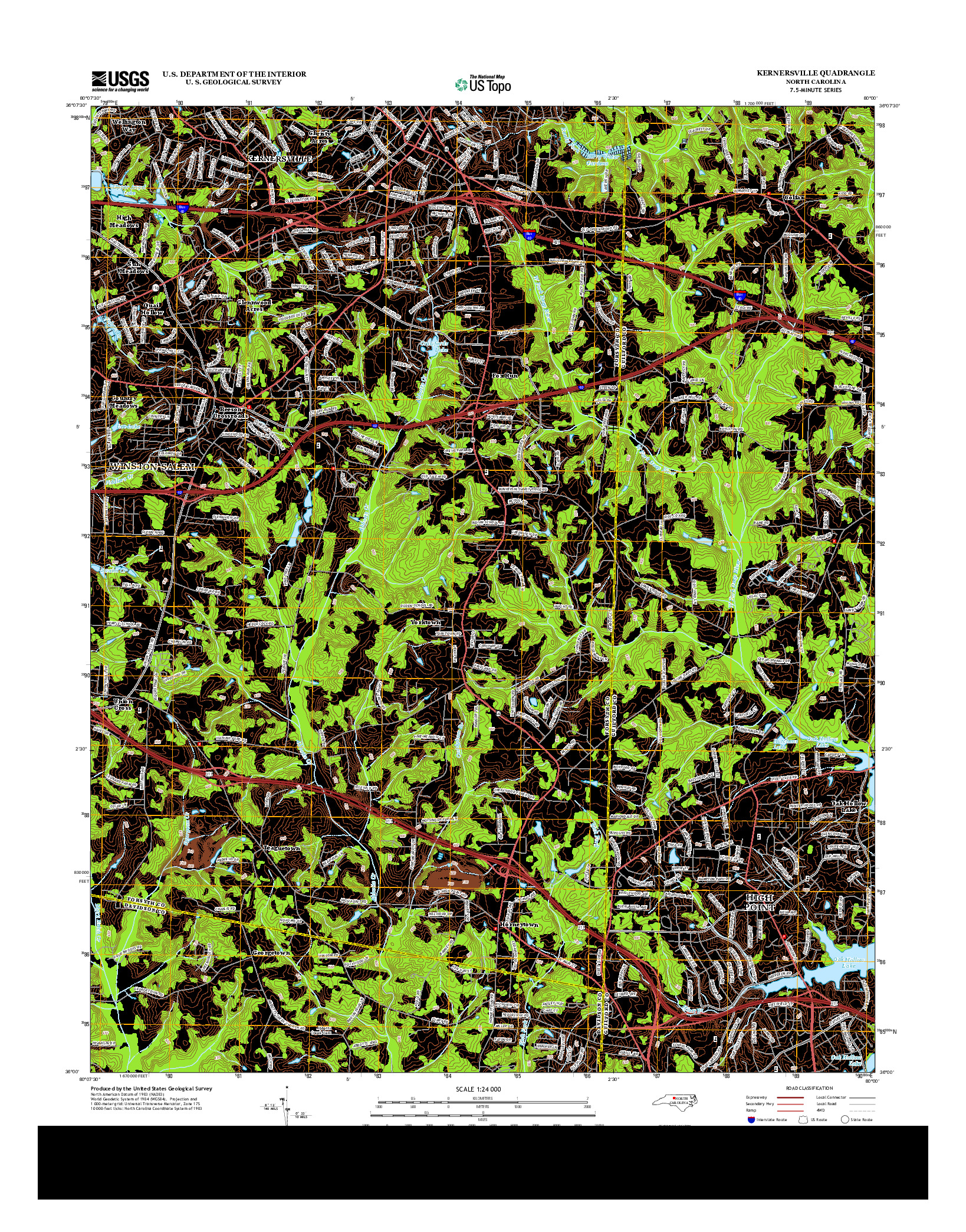 USGS US TOPO 7.5-MINUTE MAP FOR KERNERSVILLE, NC 2013