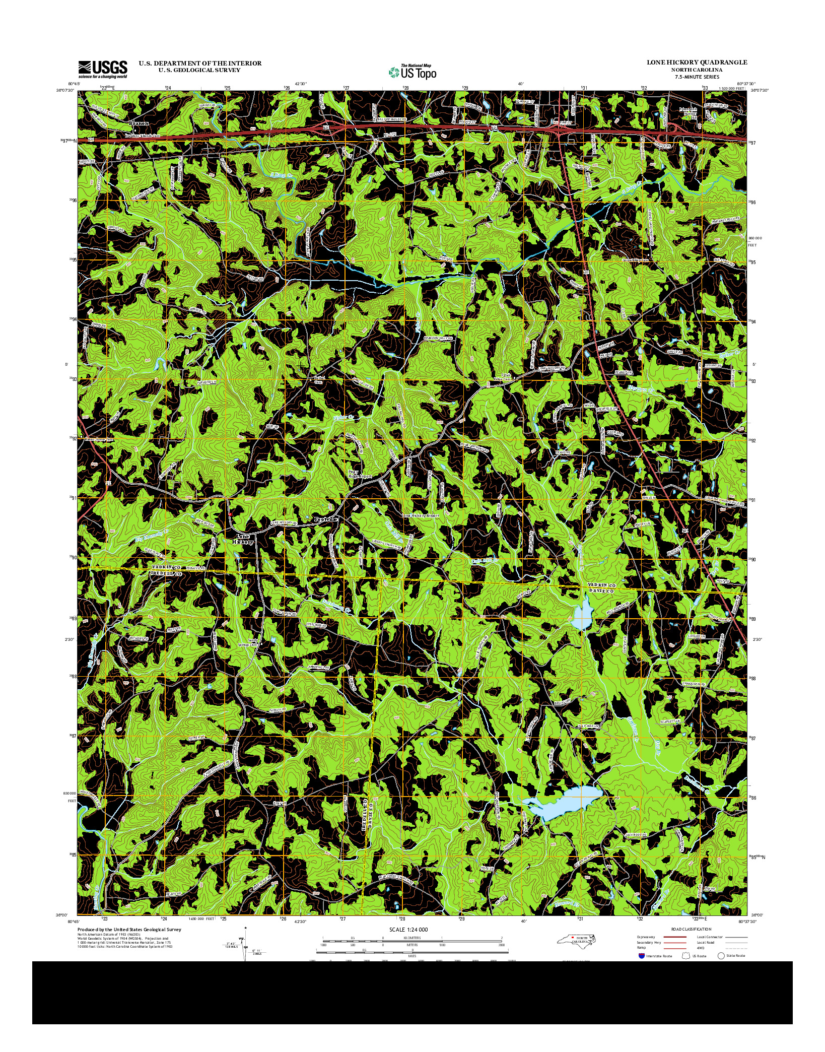 USGS US TOPO 7.5-MINUTE MAP FOR LONE HICKORY, NC 2013