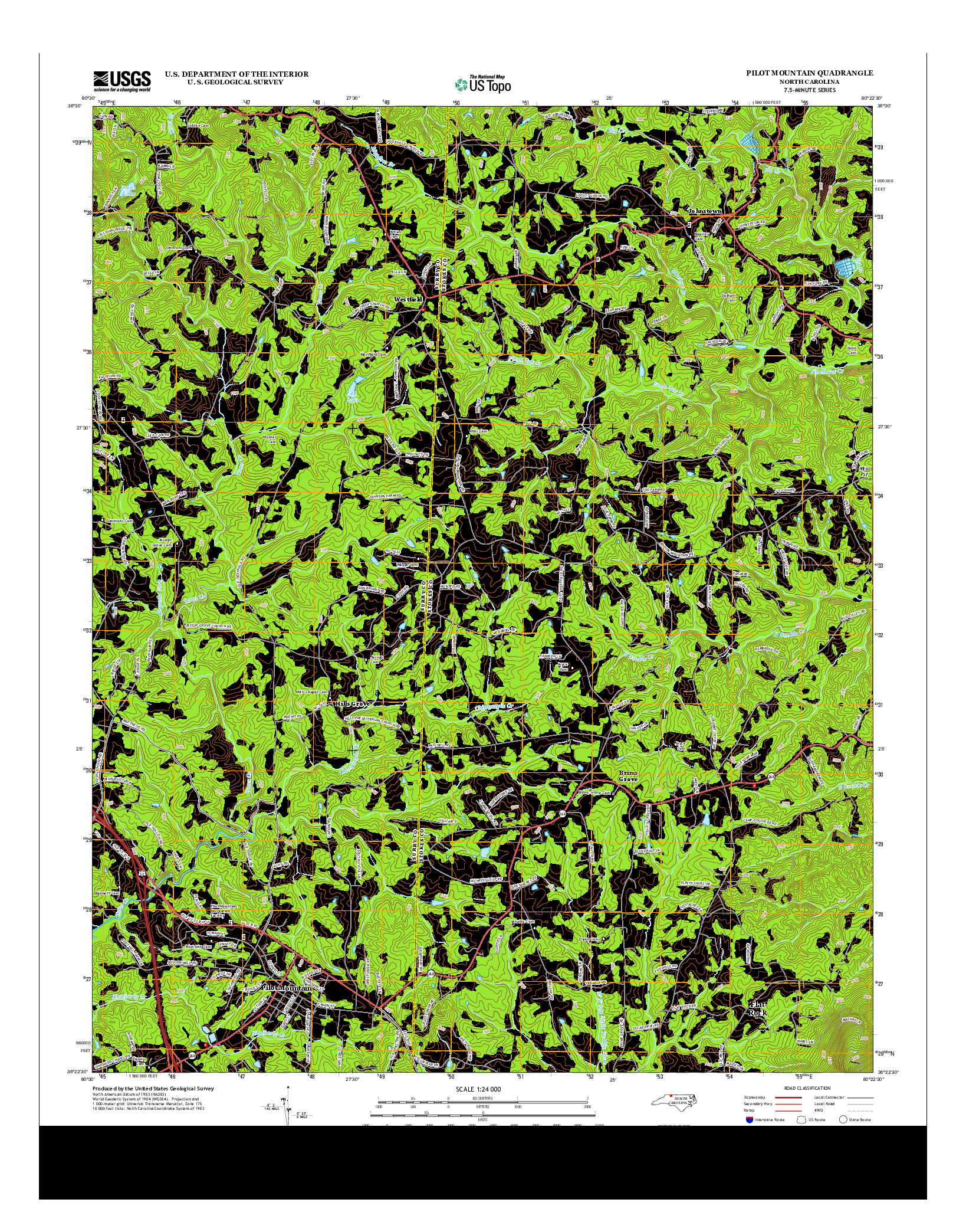 USGS US TOPO 7.5-MINUTE MAP FOR PILOT MOUNTAIN, NC 2013