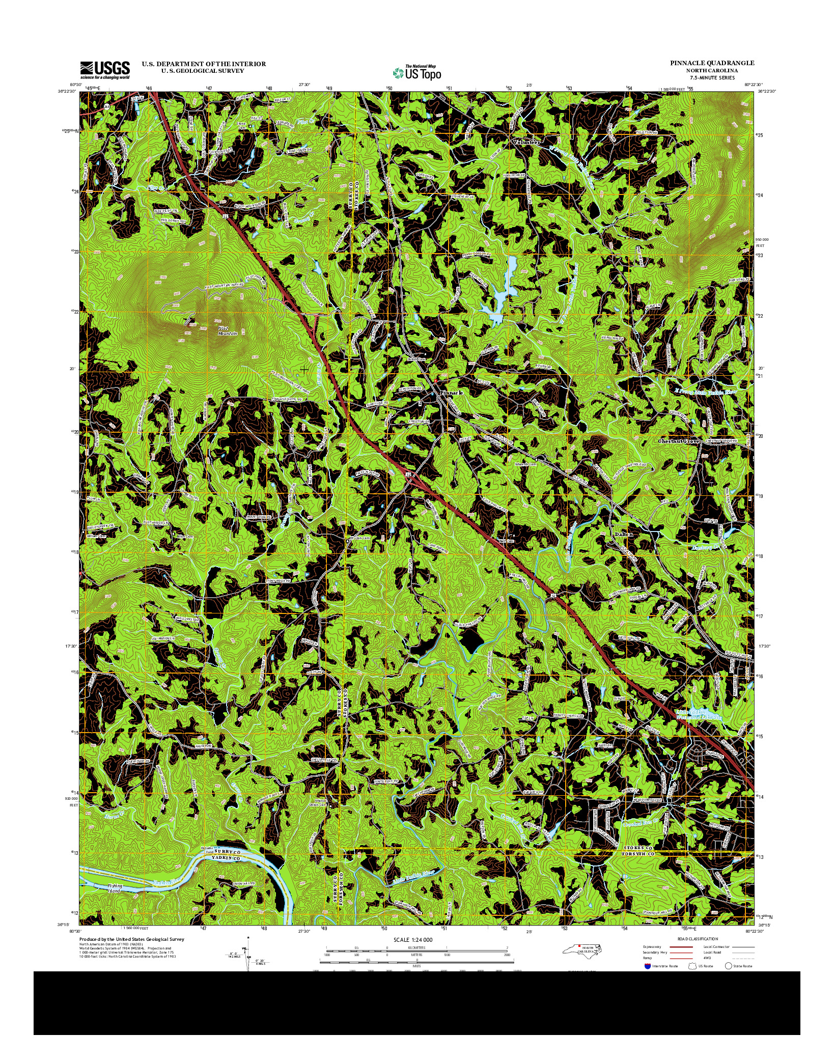 USGS US TOPO 7.5-MINUTE MAP FOR PINNACLE, NC 2013