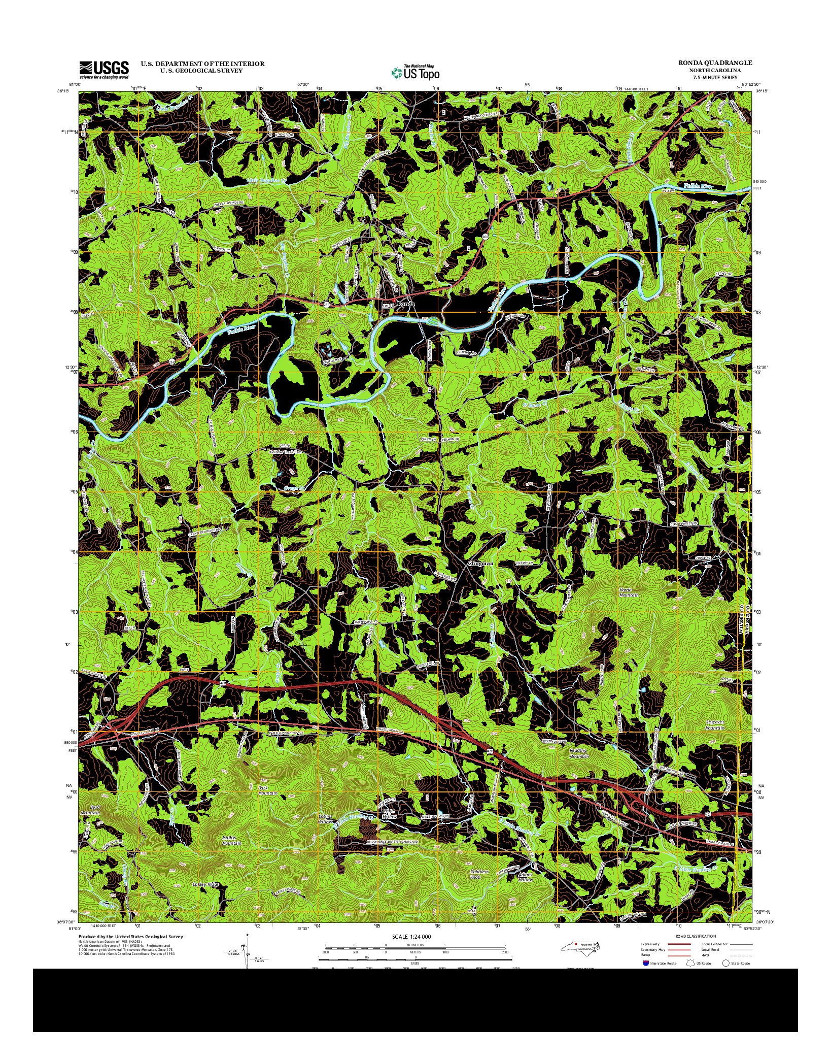 USGS US TOPO 7.5-MINUTE MAP FOR RONDA, NC 2013