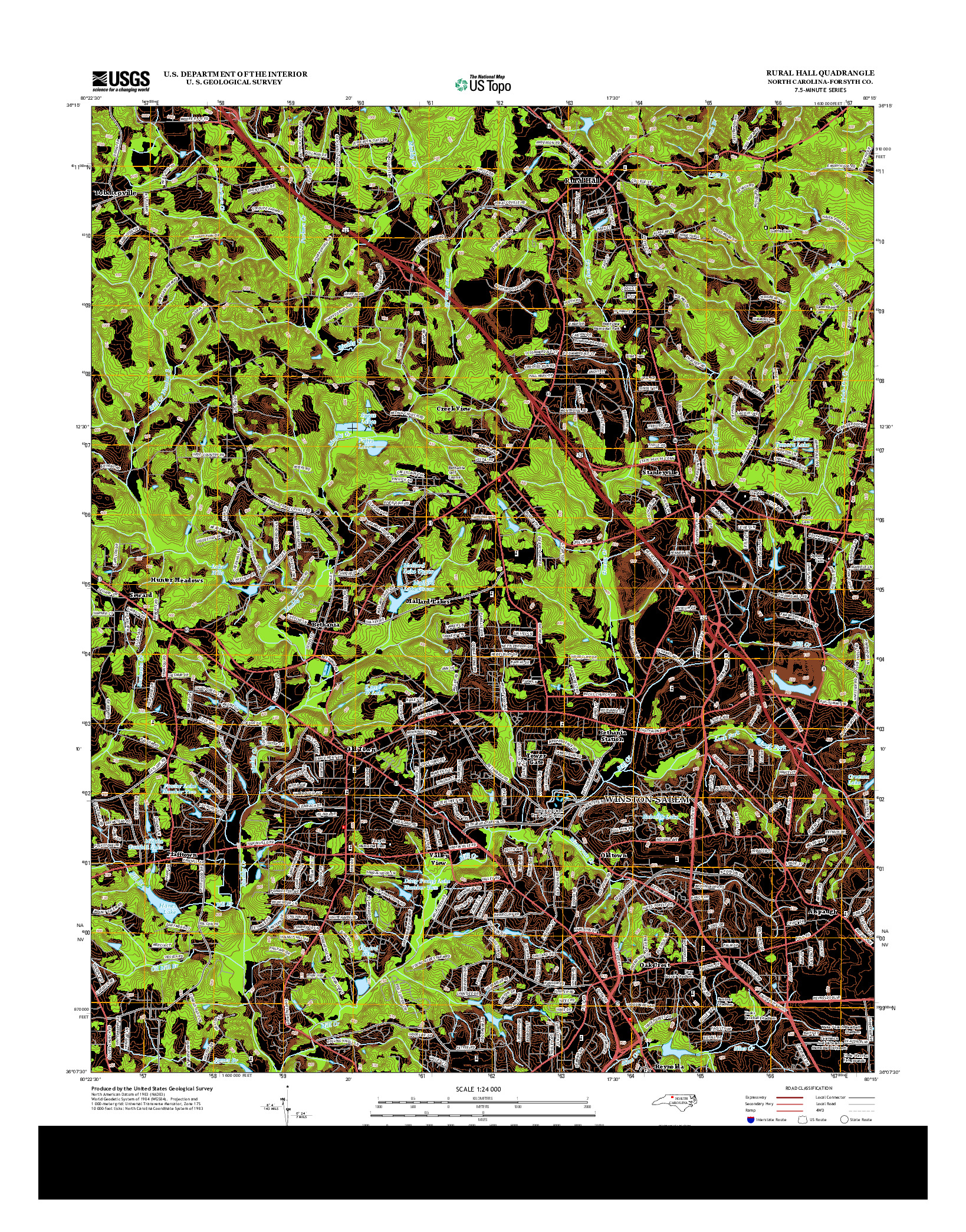 USGS US TOPO 7.5-MINUTE MAP FOR RURAL HALL, NC 2013