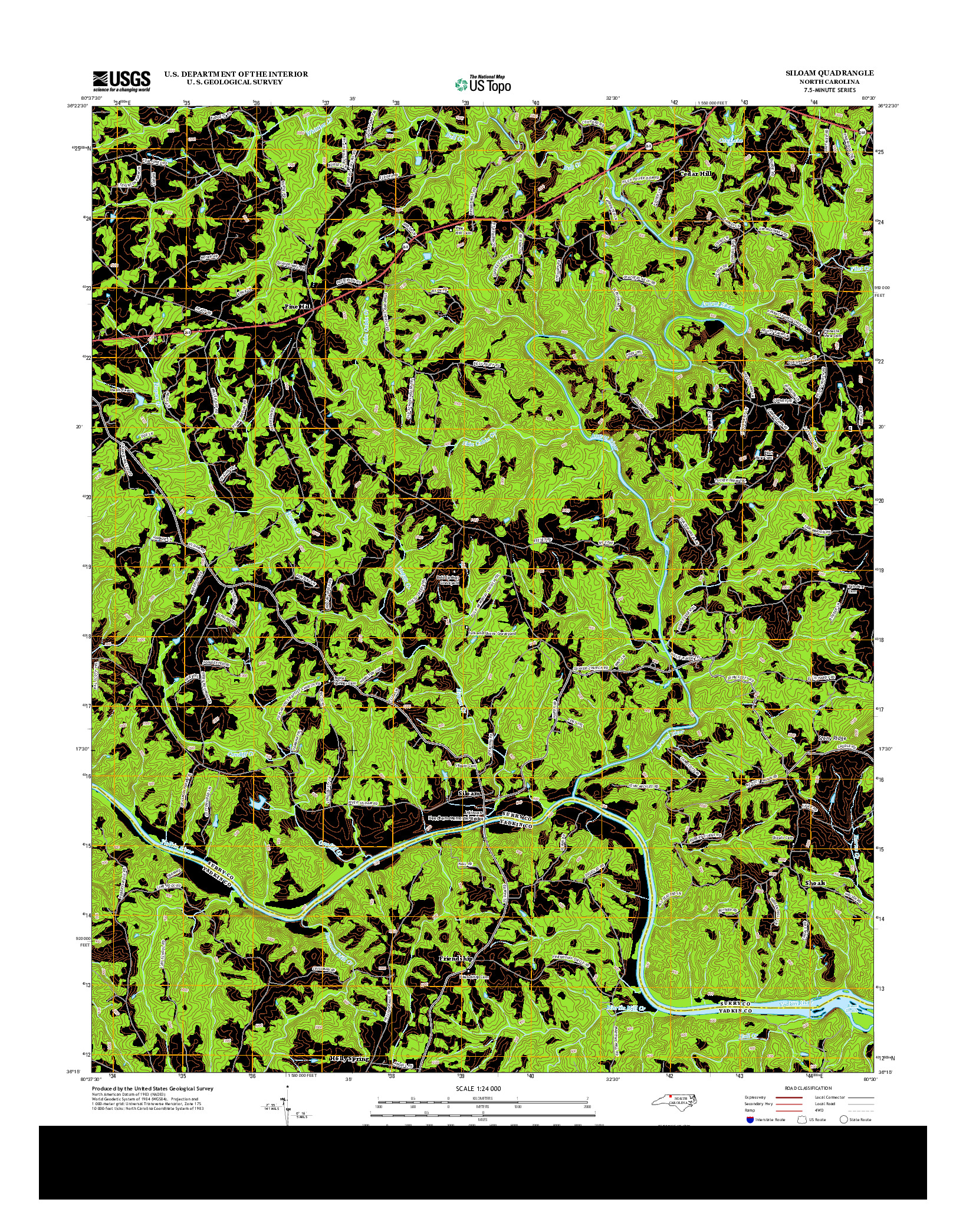 USGS US TOPO 7.5-MINUTE MAP FOR SILOAM, NC 2013