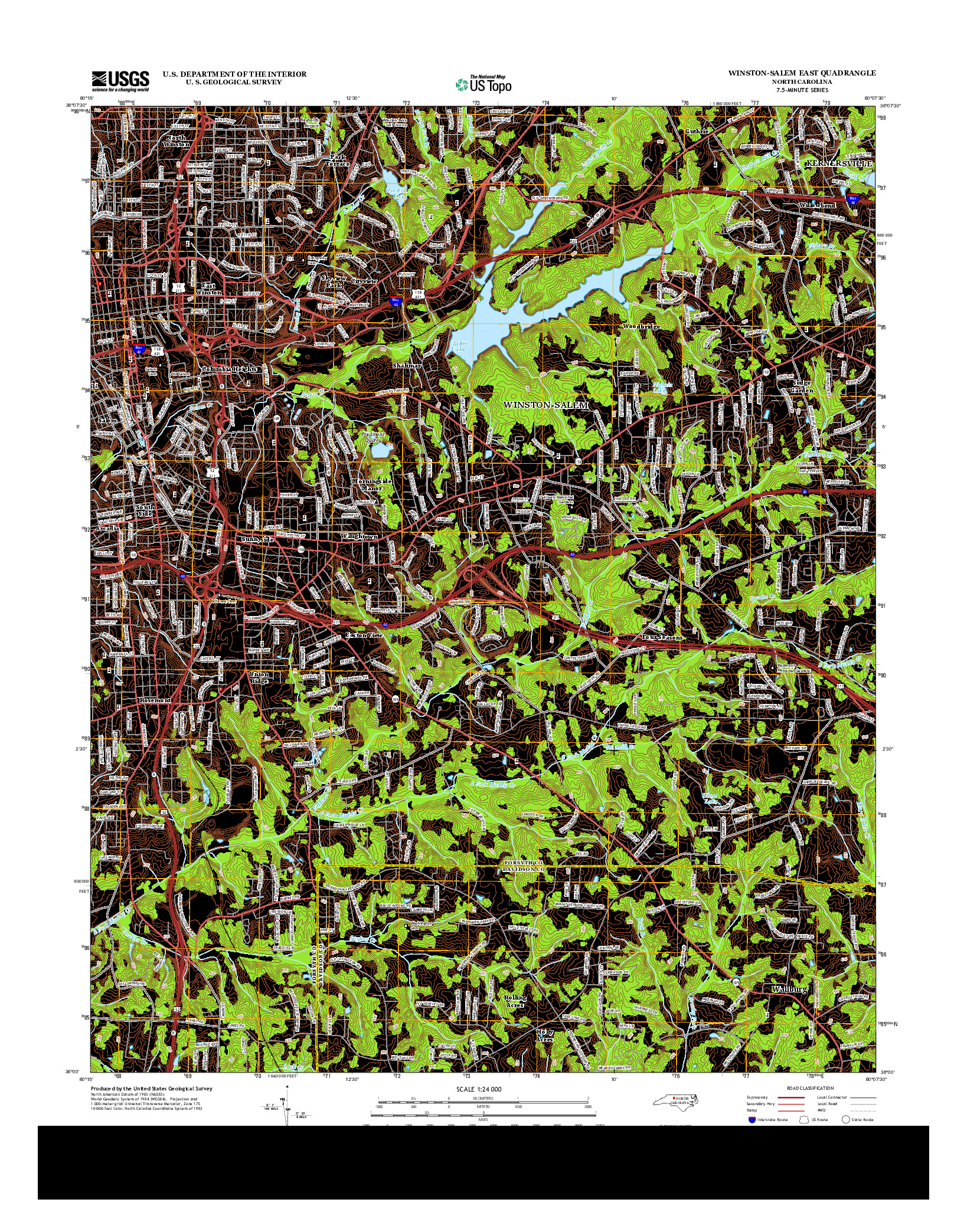 USGS US TOPO 7.5-MINUTE MAP FOR WINSTON-SALEM EAST, NC 2013