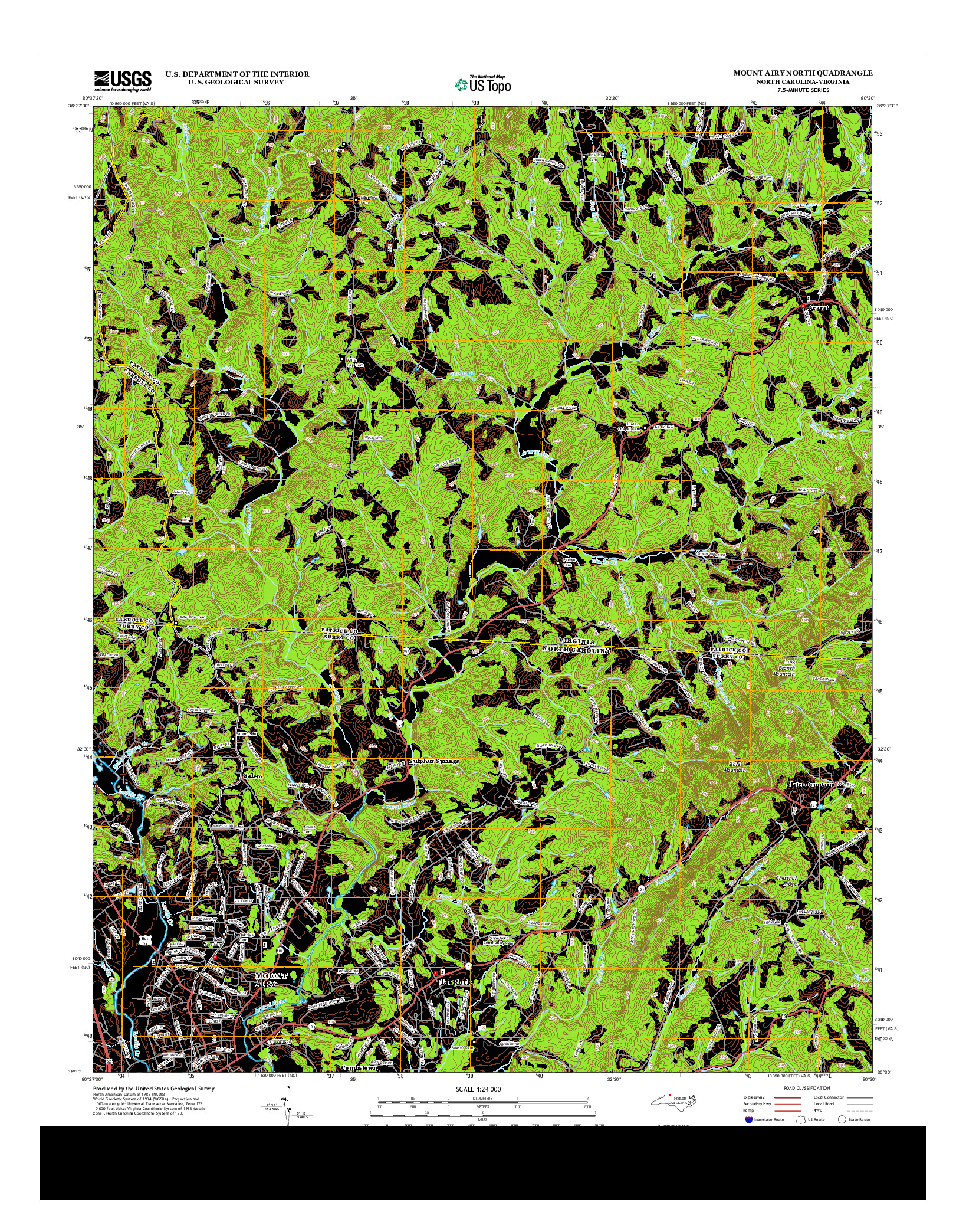 USGS US TOPO 7.5-MINUTE MAP FOR MOUNT AIRY NORTH, NC-VA 2013