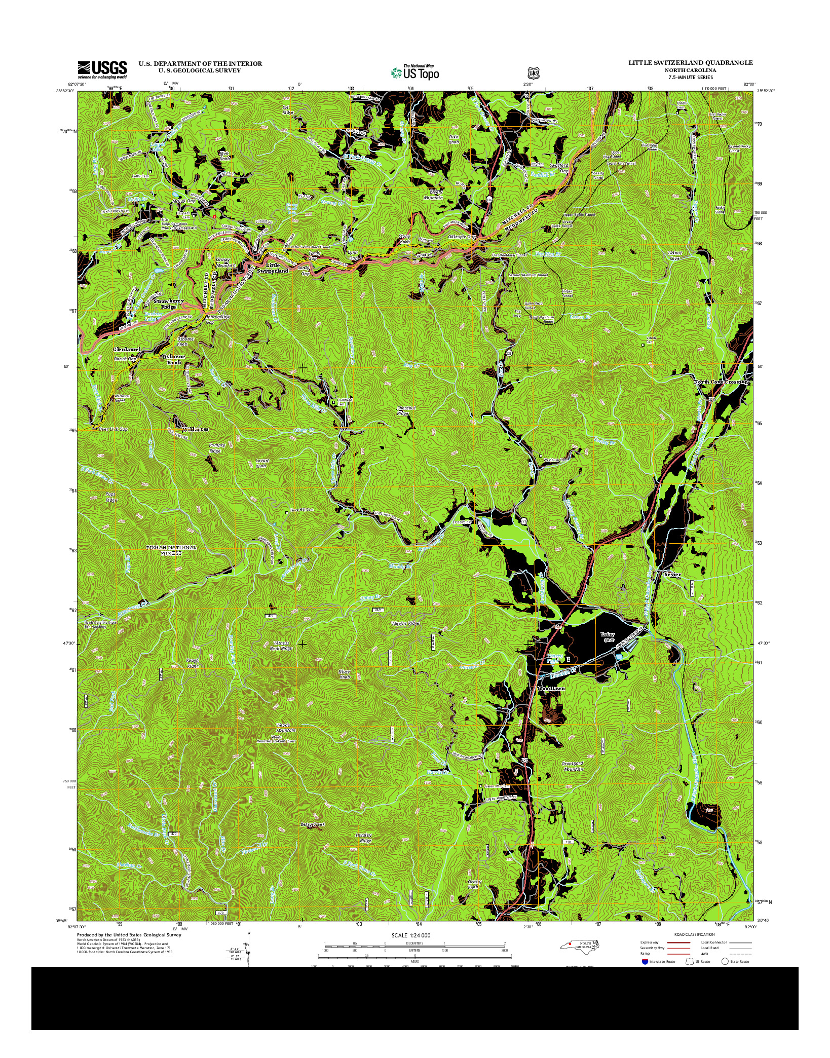 USGS US TOPO 7.5-MINUTE MAP FOR LITTLE SWITZERLAND, NC 2013