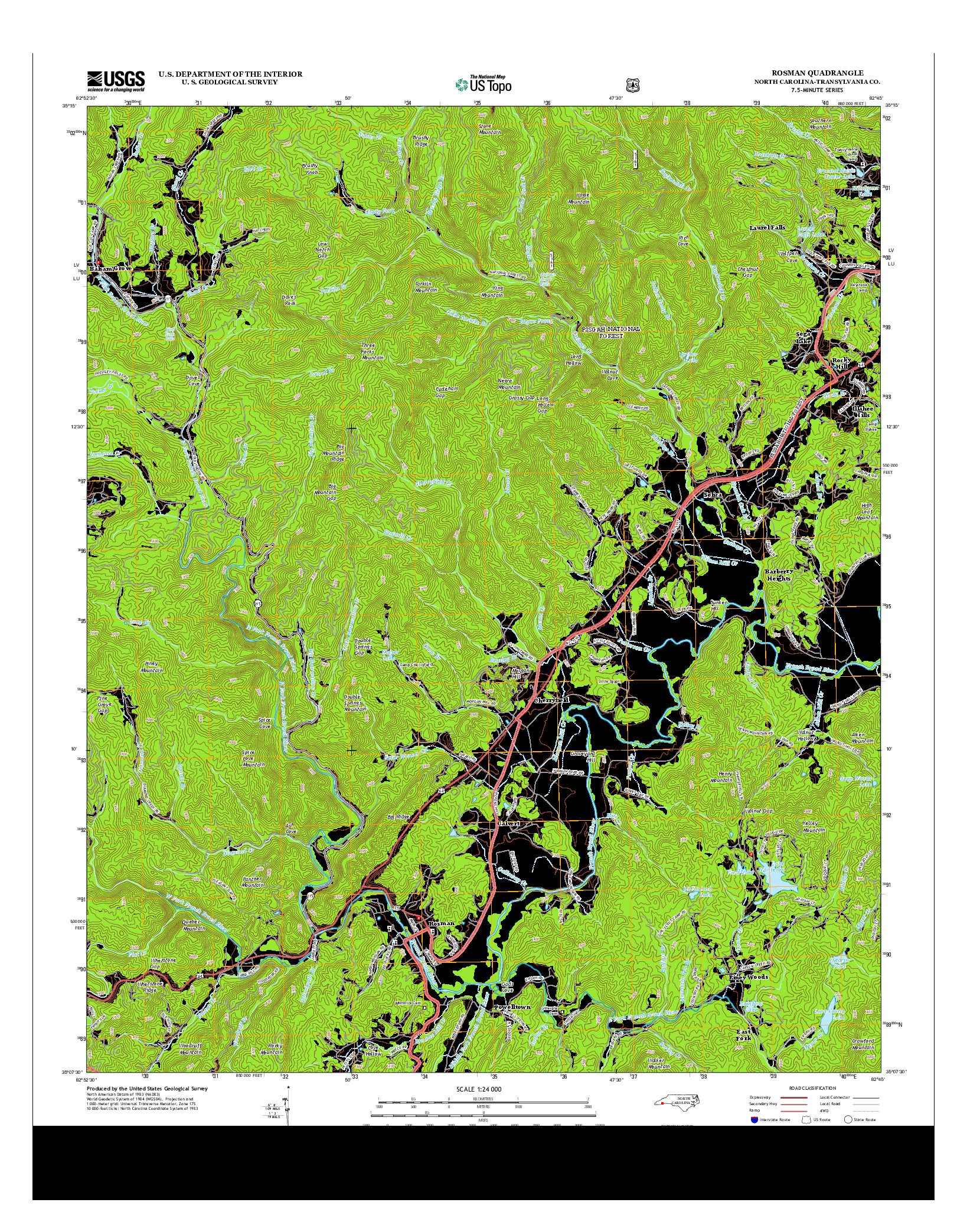 USGS US TOPO 7.5-MINUTE MAP FOR ROSMAN, NC 2013