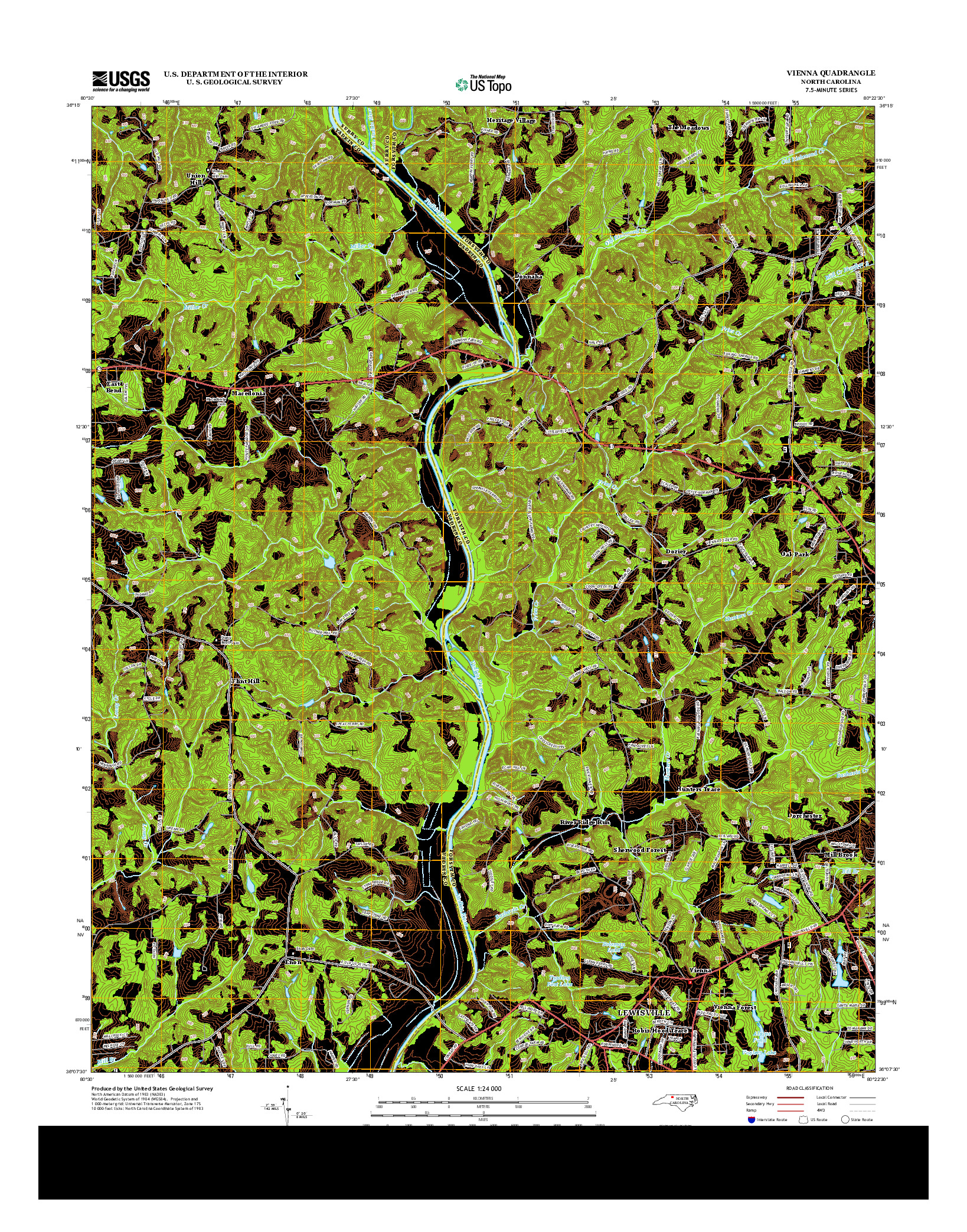 USGS US TOPO 7.5-MINUTE MAP FOR VIENNA, NC 2013