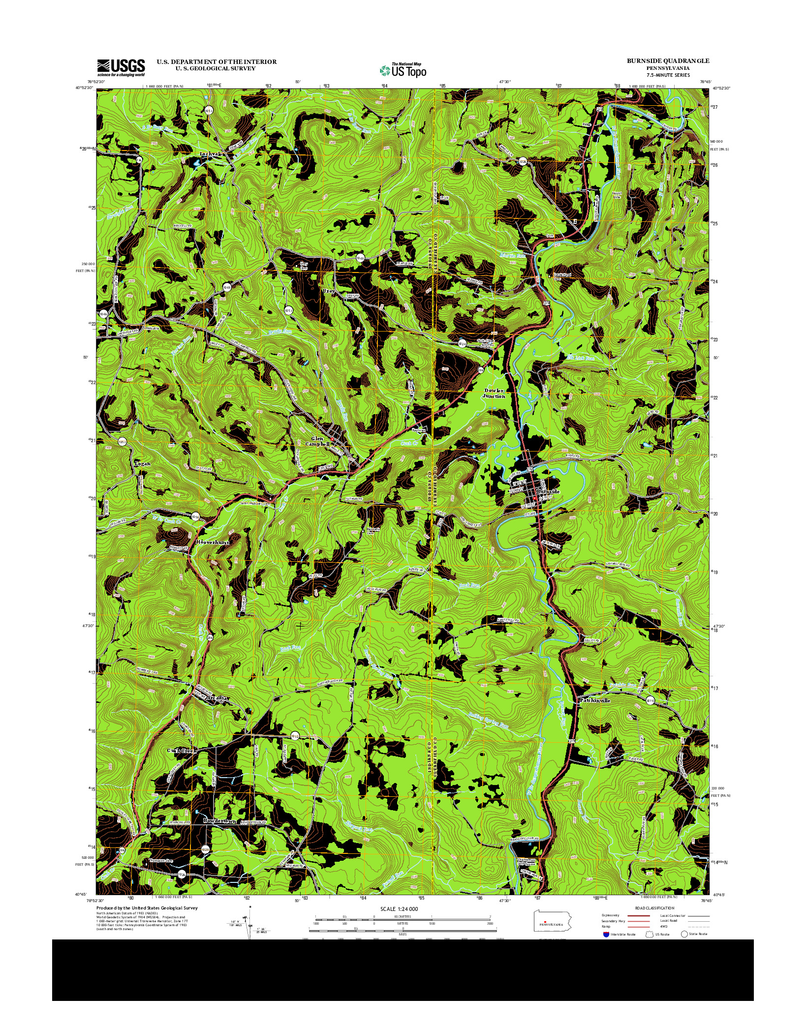 USGS US TOPO 7.5-MINUTE MAP FOR BURNSIDE, PA 2013