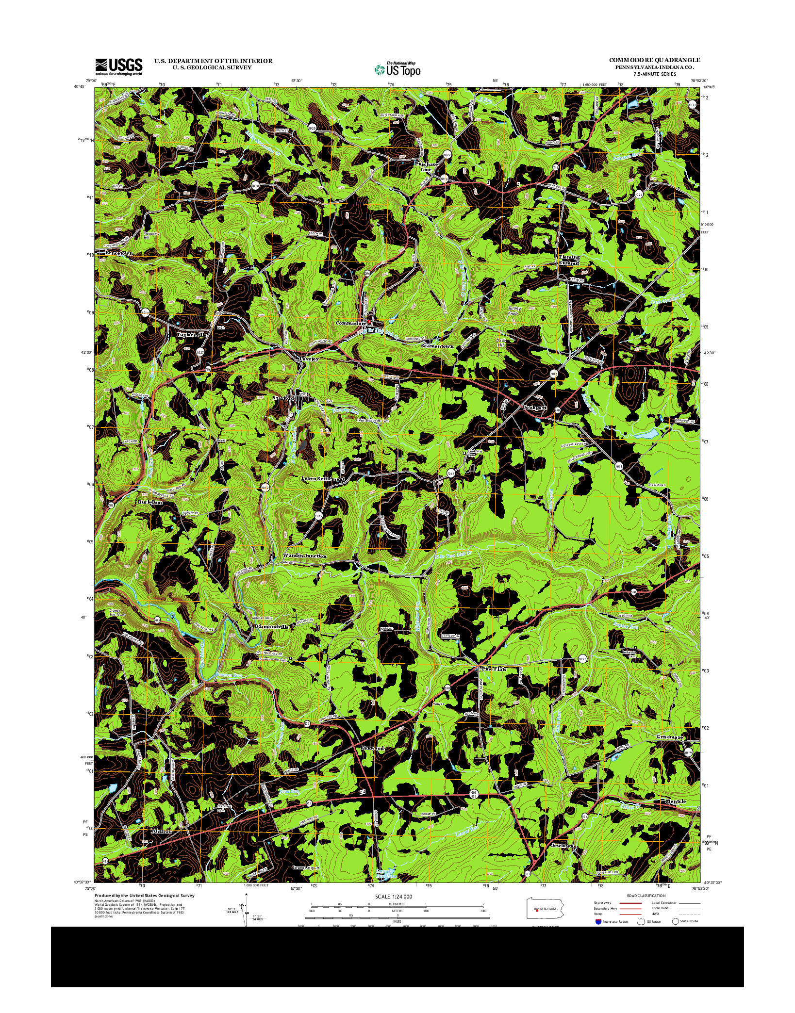 USGS US TOPO 7.5-MINUTE MAP FOR COMMODORE, PA 2013