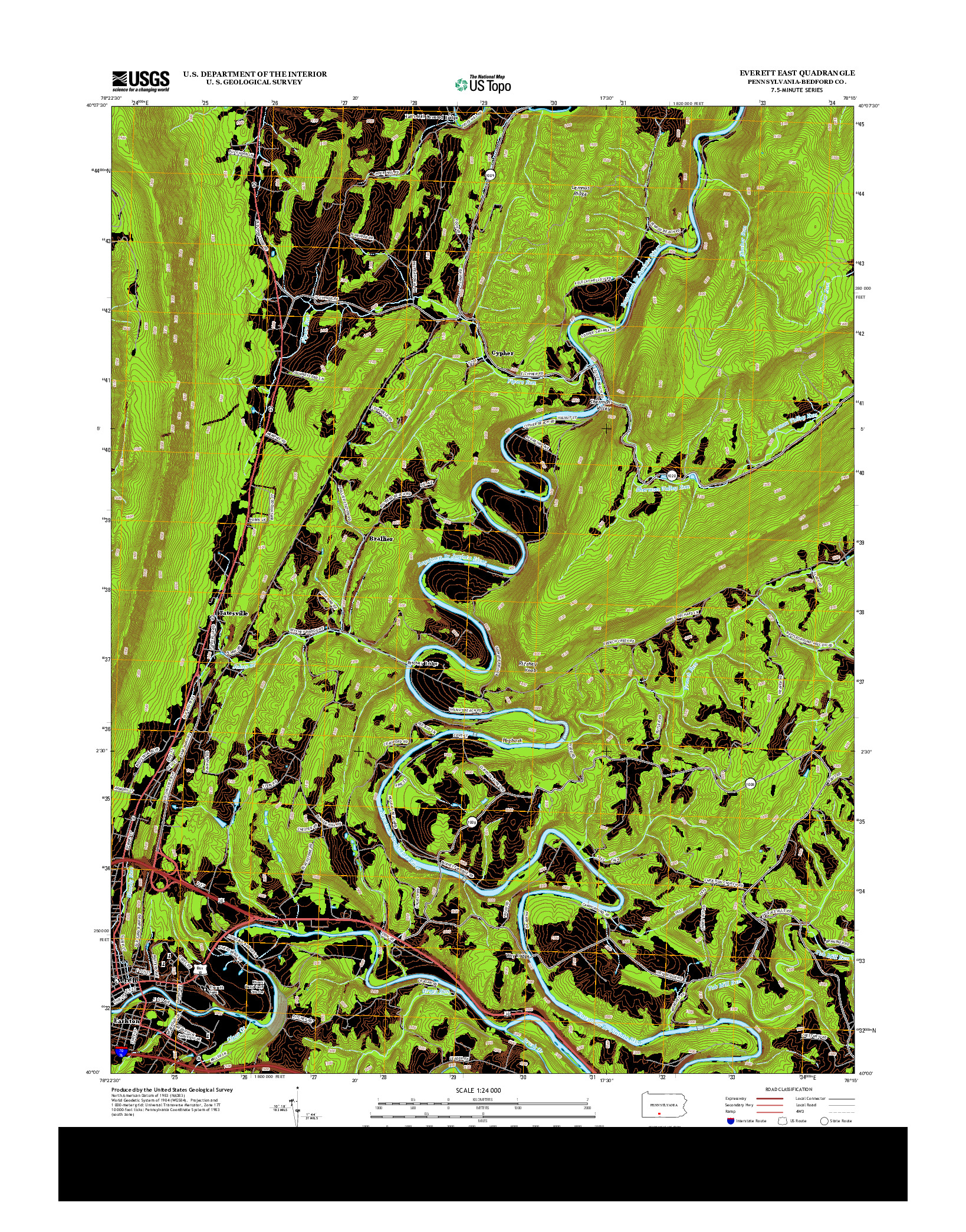 USGS US TOPO 7.5-MINUTE MAP FOR EVERETT EAST, PA 2013