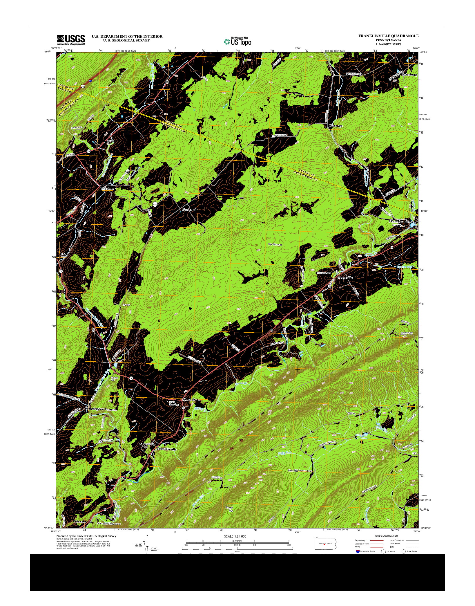 USGS US TOPO 7.5-MINUTE MAP FOR FRANKLINVILLE, PA 2013