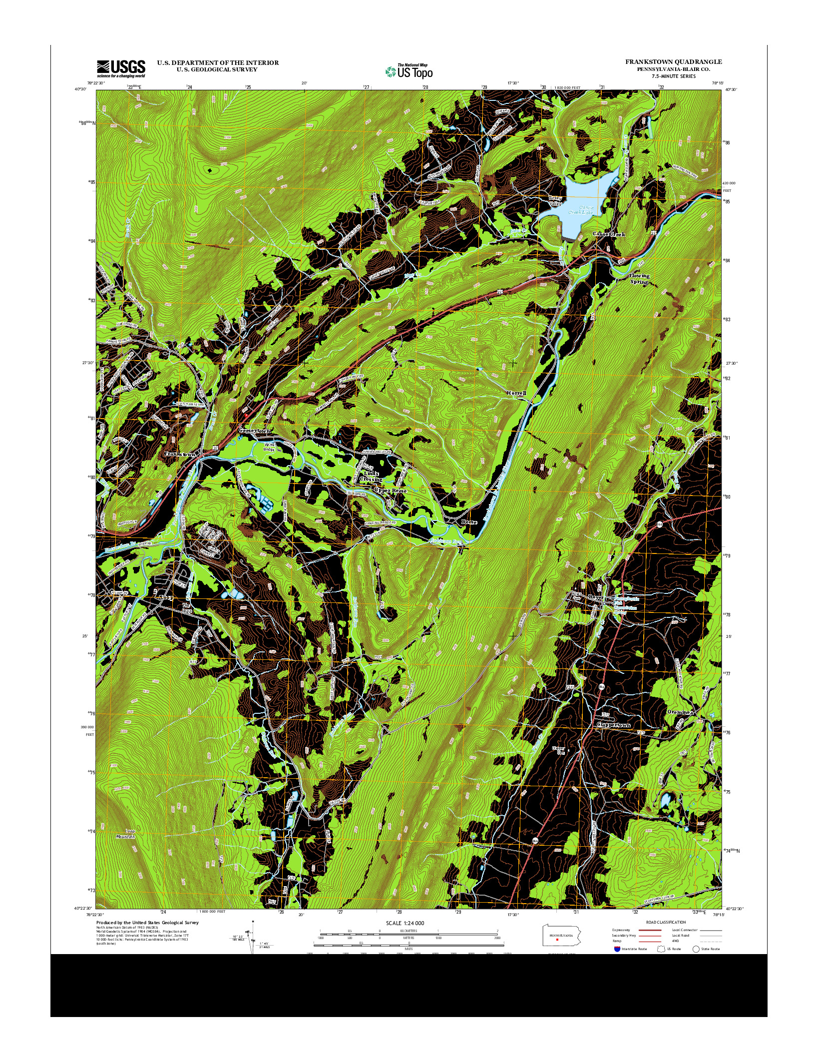 USGS US TOPO 7.5-MINUTE MAP FOR FRANKSTOWN, PA 2013