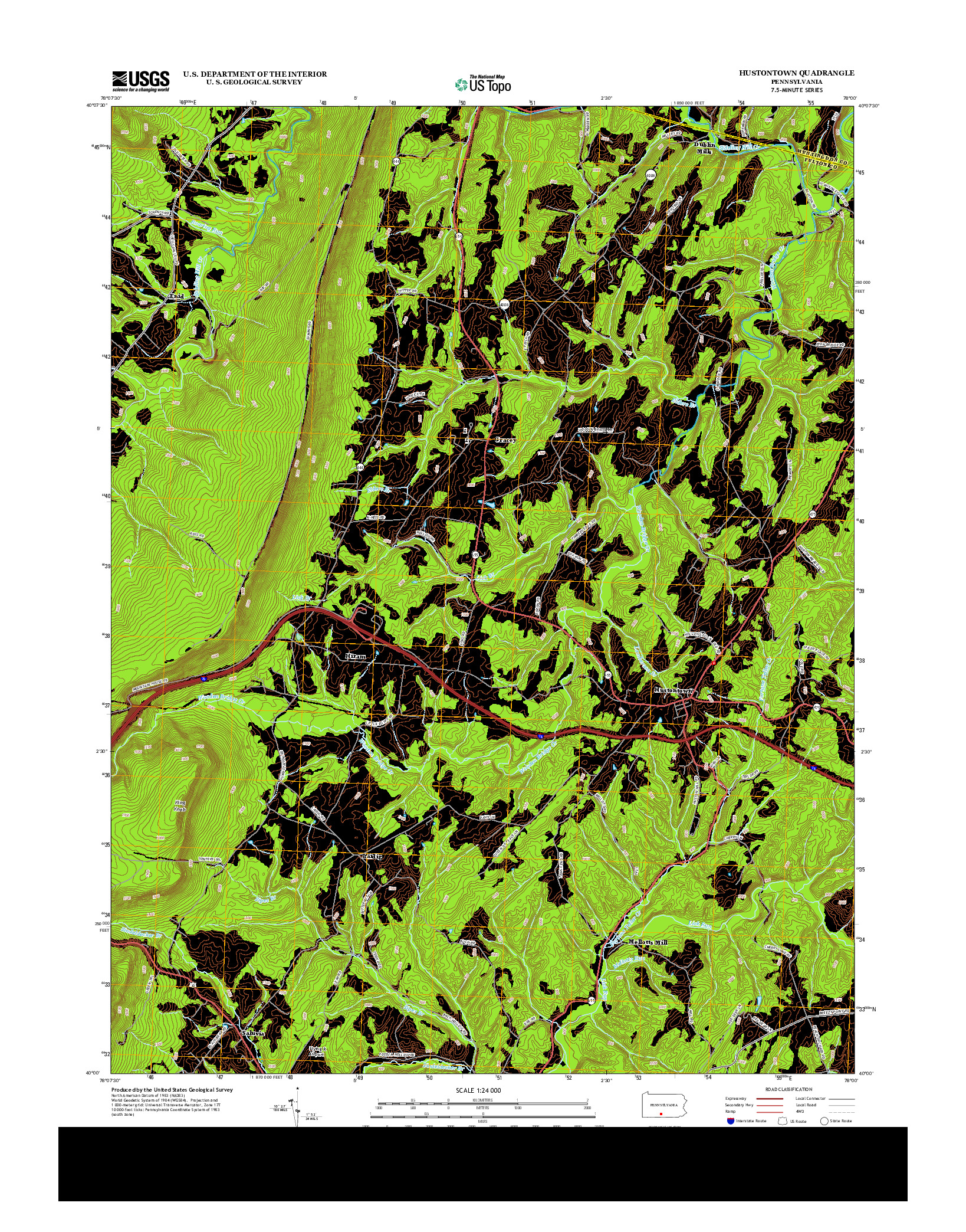 USGS US TOPO 7.5-MINUTE MAP FOR HUSTONTOWN, PA 2013