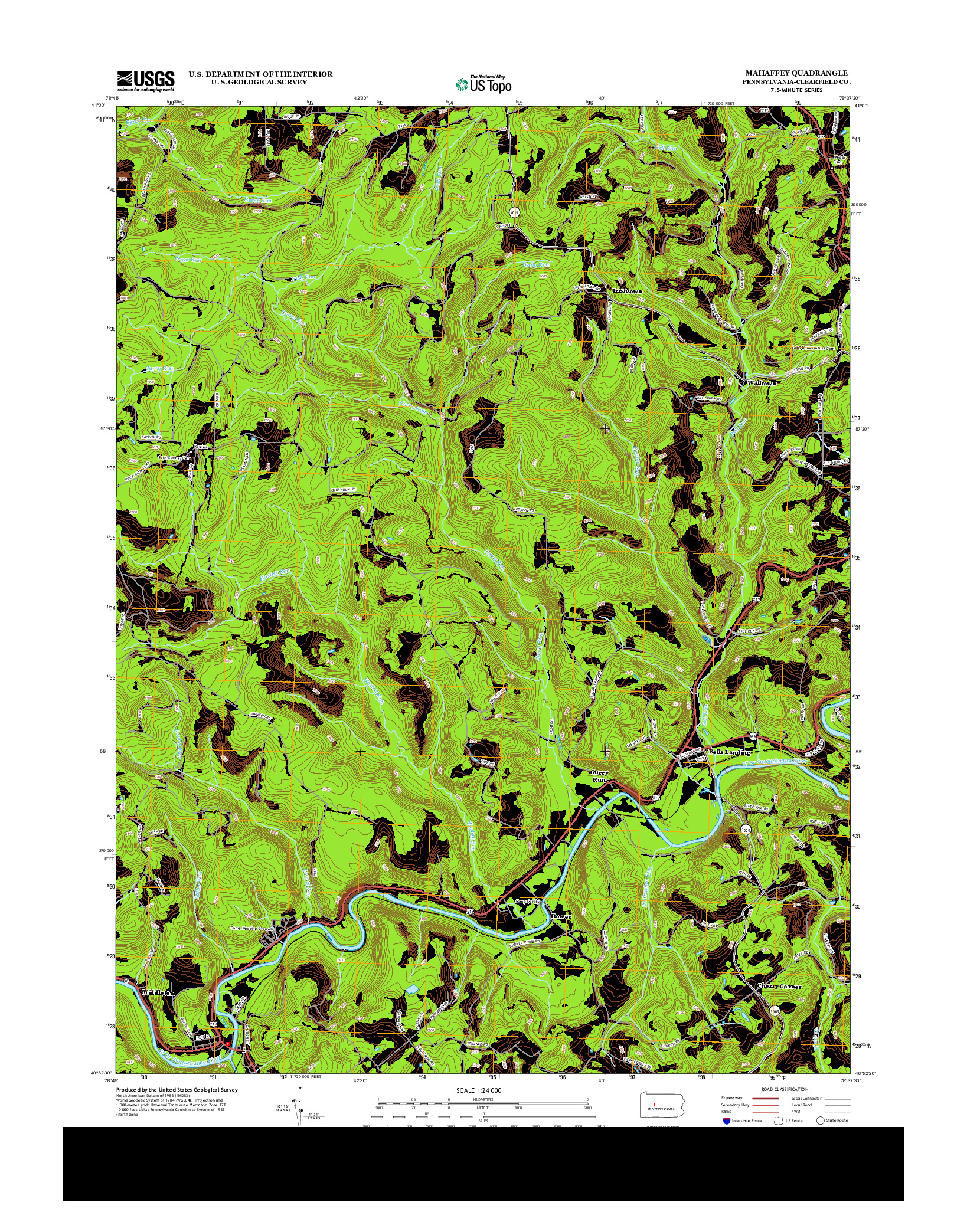 USGS US TOPO 7.5-MINUTE MAP FOR MAHAFFEY, PA 2013