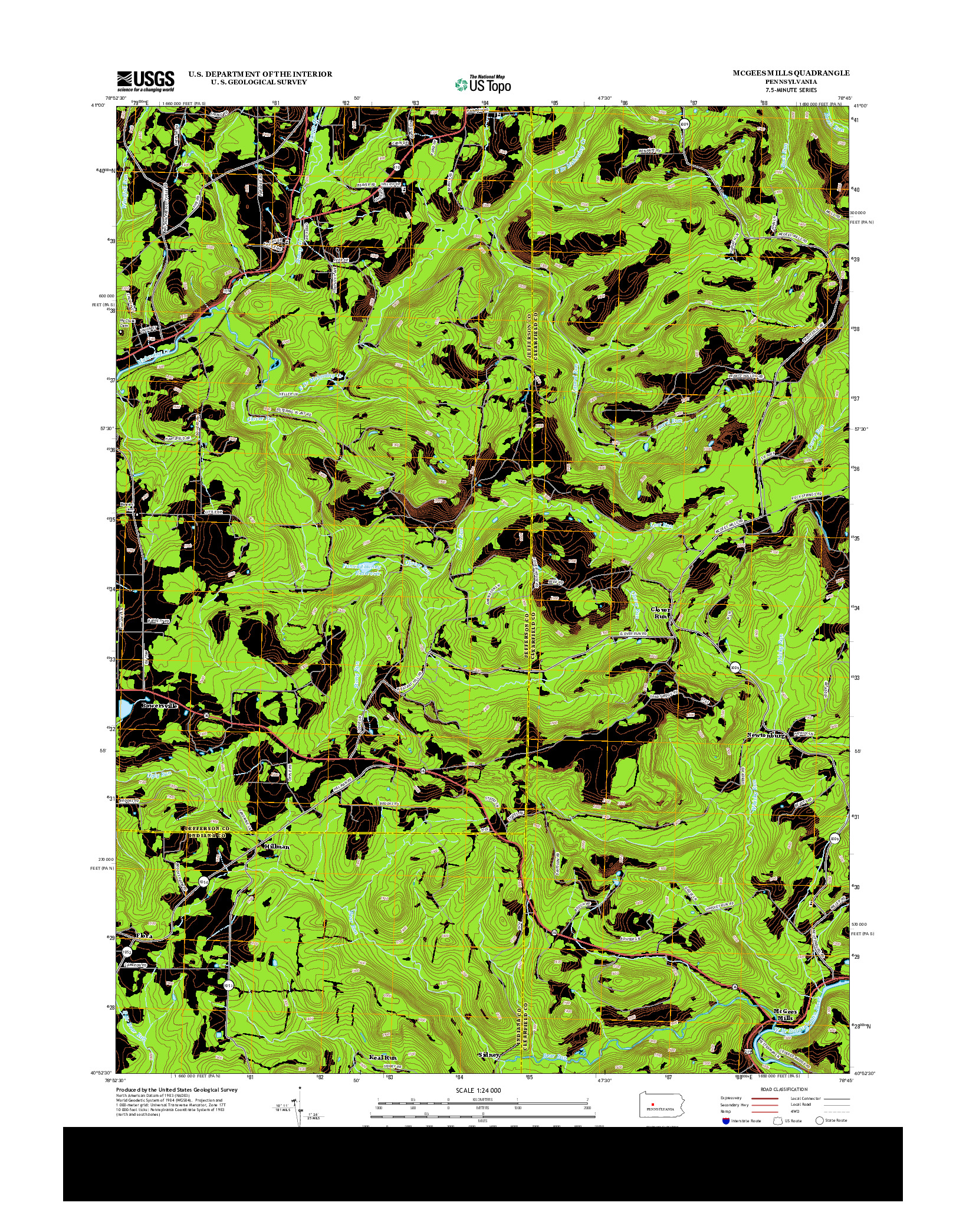 USGS US TOPO 7.5-MINUTE MAP FOR MCGEES MILLS, PA 2013