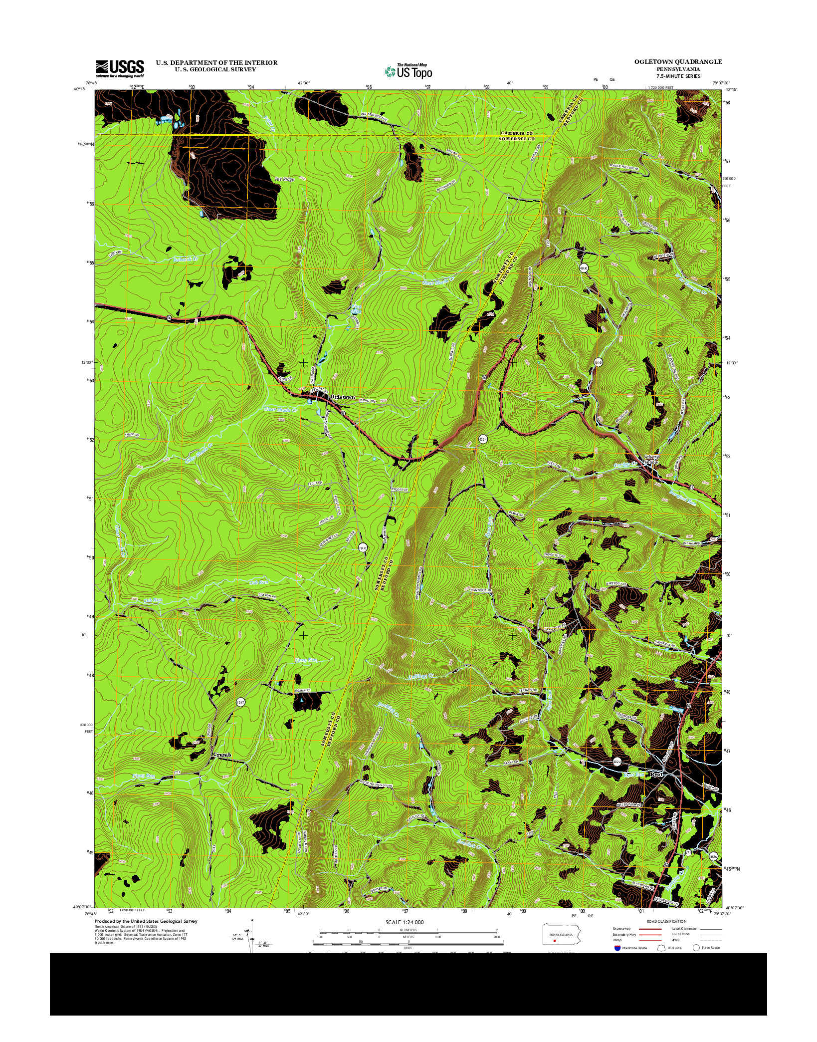 USGS US TOPO 7.5-MINUTE MAP FOR OGLETOWN, PA 2013