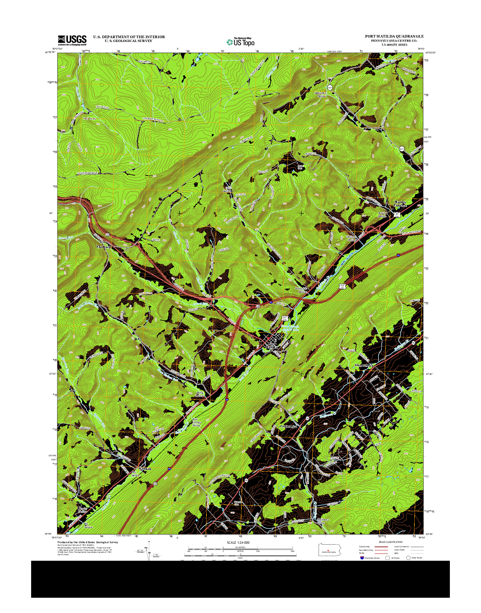 USGS US TOPO 7.5-MINUTE MAP FOR PORT MATILDA, PA 2013