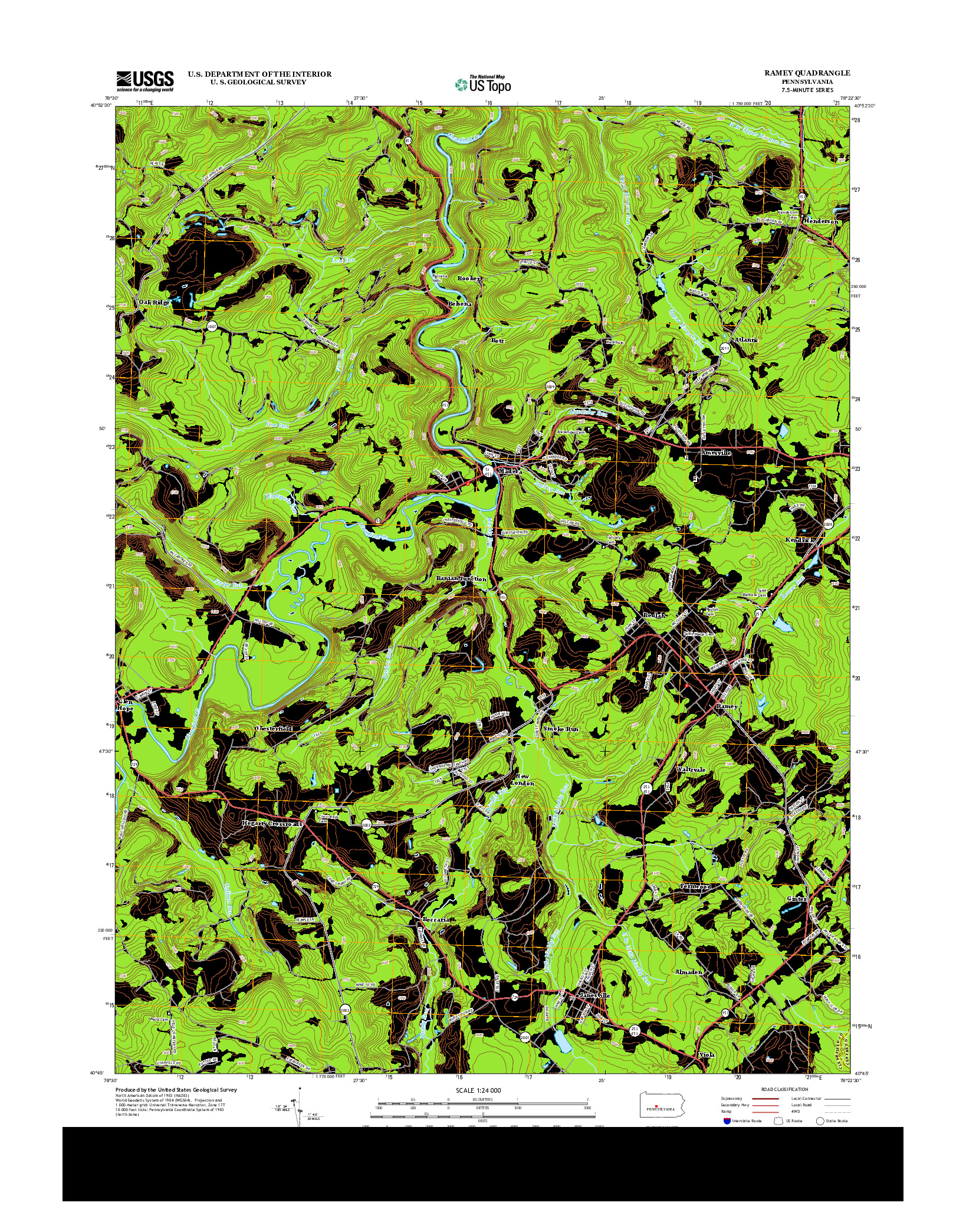 USGS US TOPO 7.5-MINUTE MAP FOR RAMEY, PA 2013