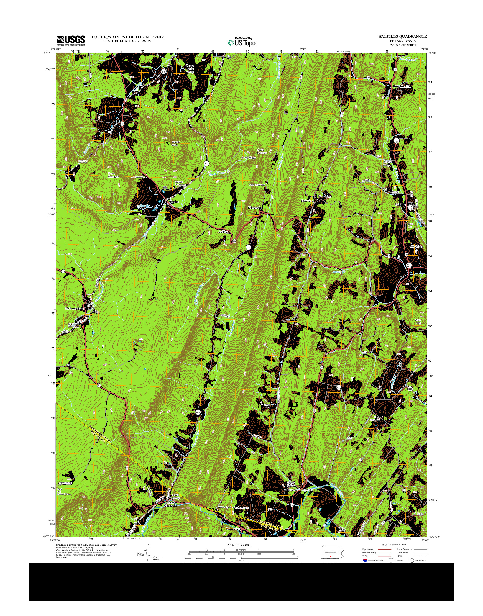USGS US TOPO 7.5-MINUTE MAP FOR SALTILLO, PA 2013