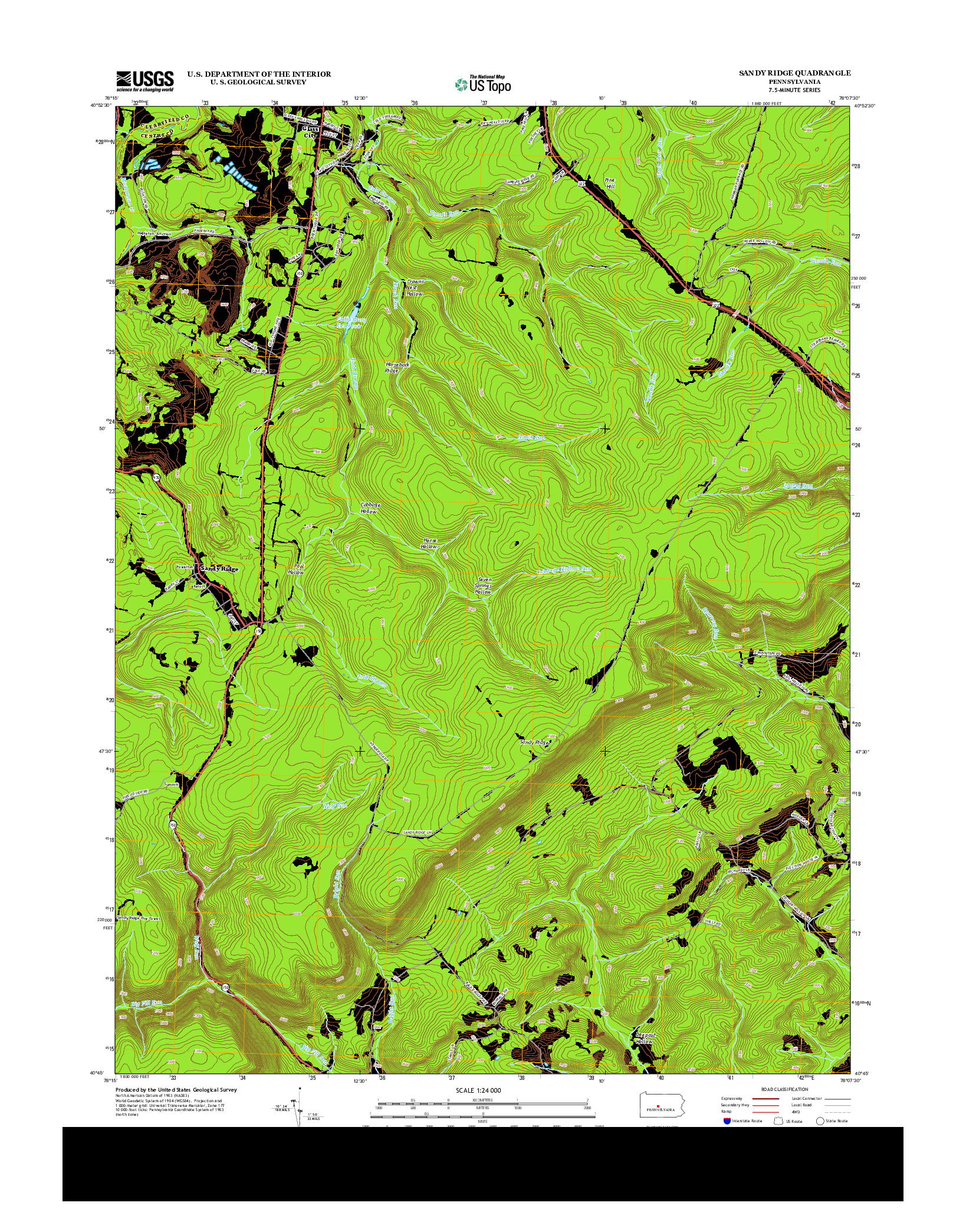 USGS US TOPO 7.5-MINUTE MAP FOR SANDY RIDGE, PA 2013