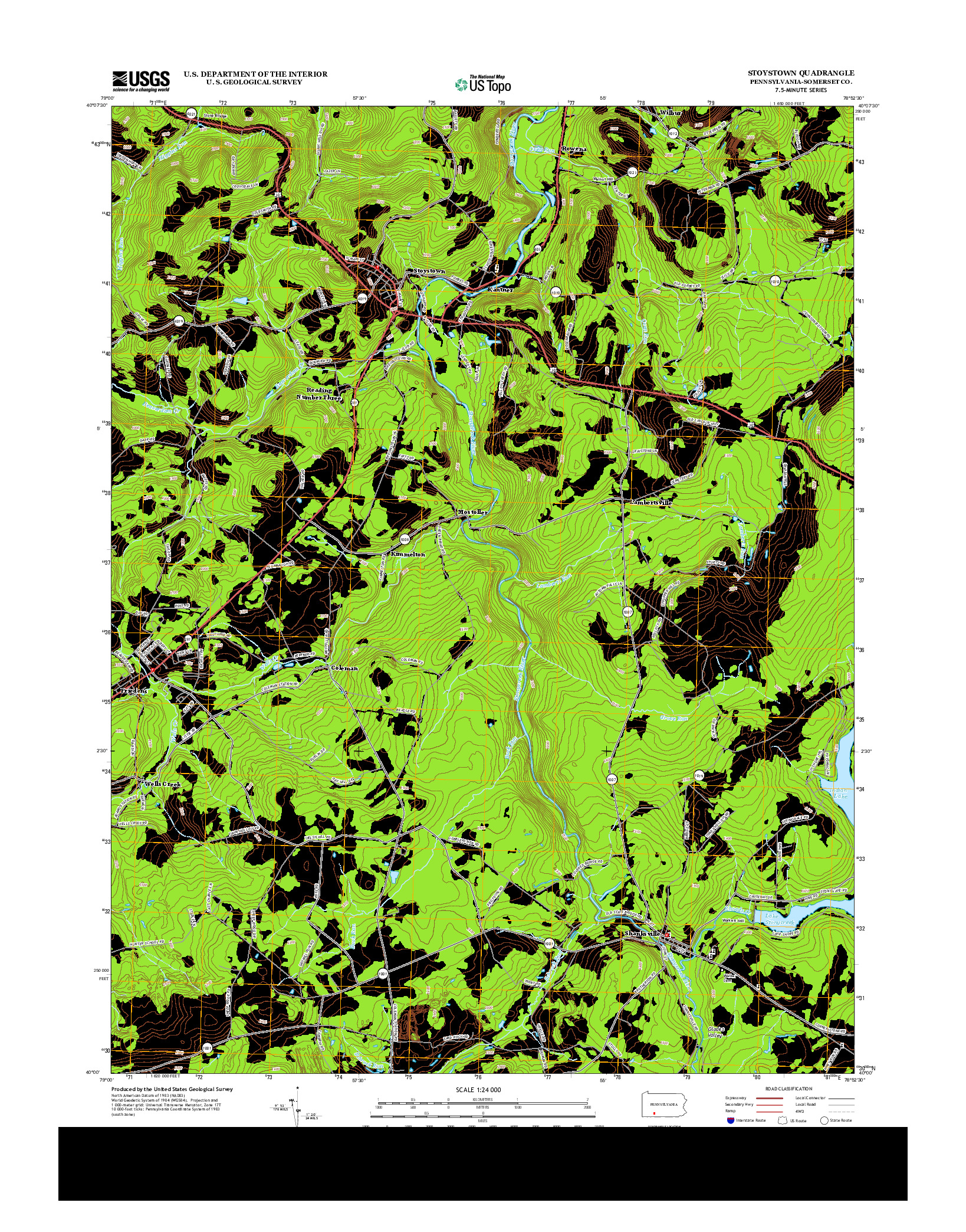 USGS US TOPO 7.5-MINUTE MAP FOR STOYSTOWN, PA 2013