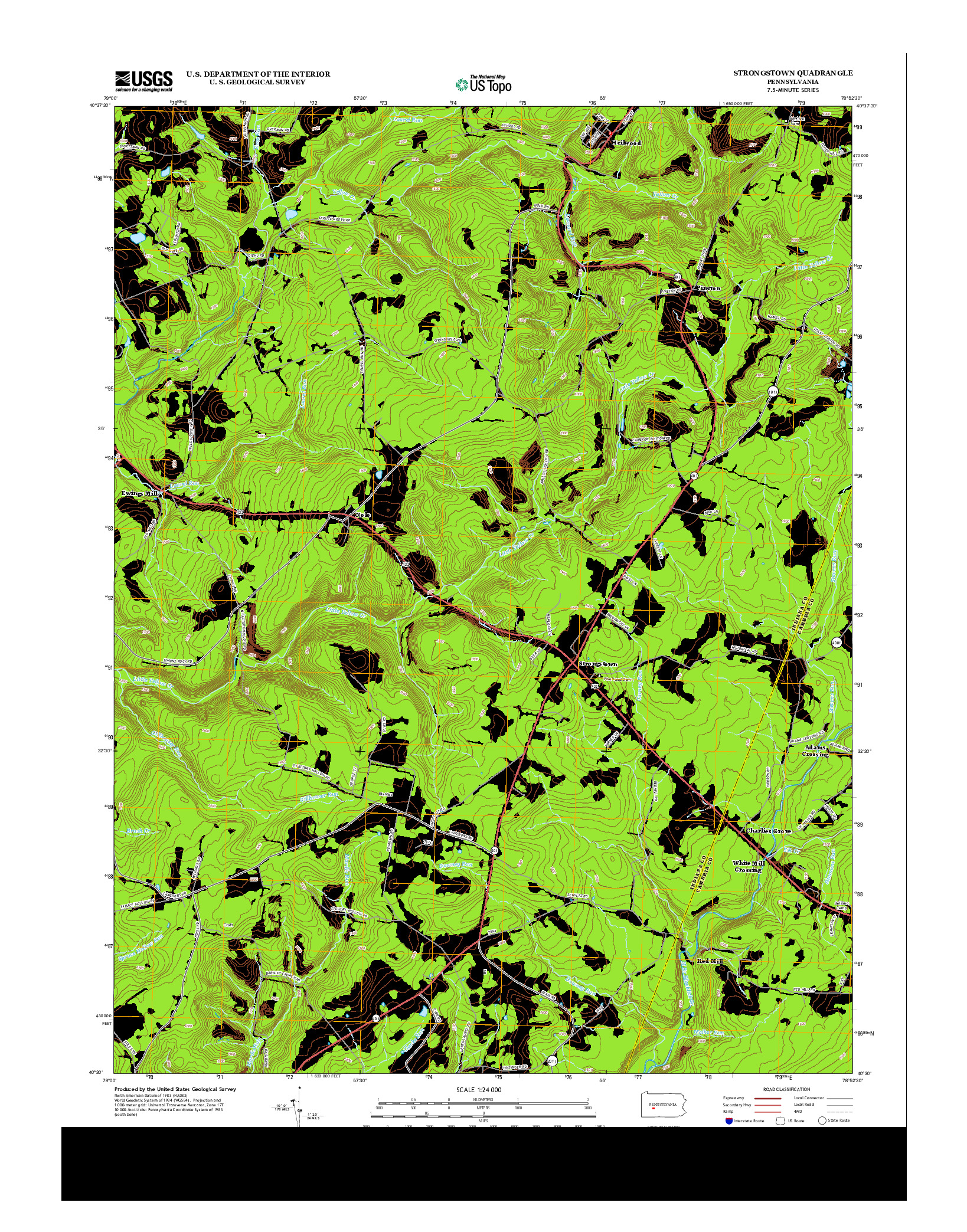 USGS US TOPO 7.5-MINUTE MAP FOR STRONGSTOWN, PA 2013