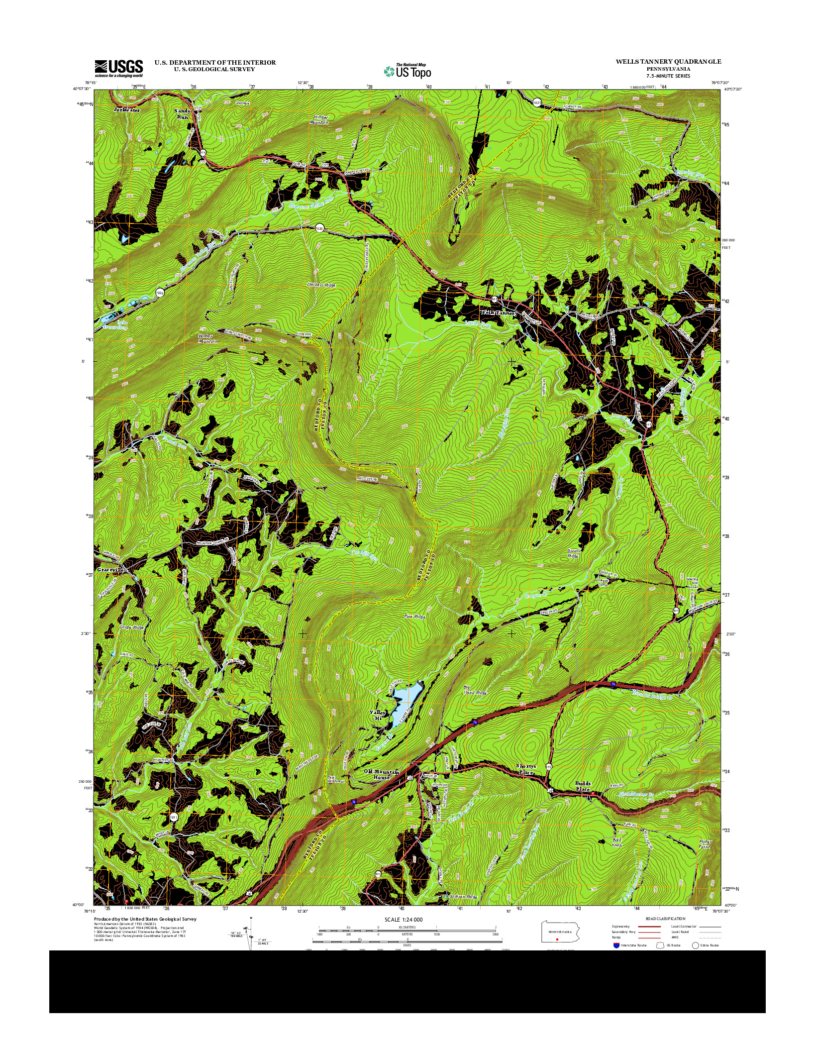USGS US TOPO 7.5-MINUTE MAP FOR WELLS TANNERY, PA 2013