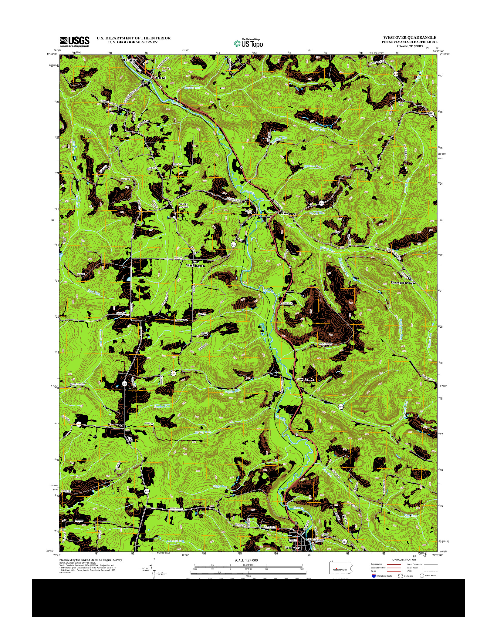 USGS US TOPO 7.5-MINUTE MAP FOR WESTOVER, PA 2013