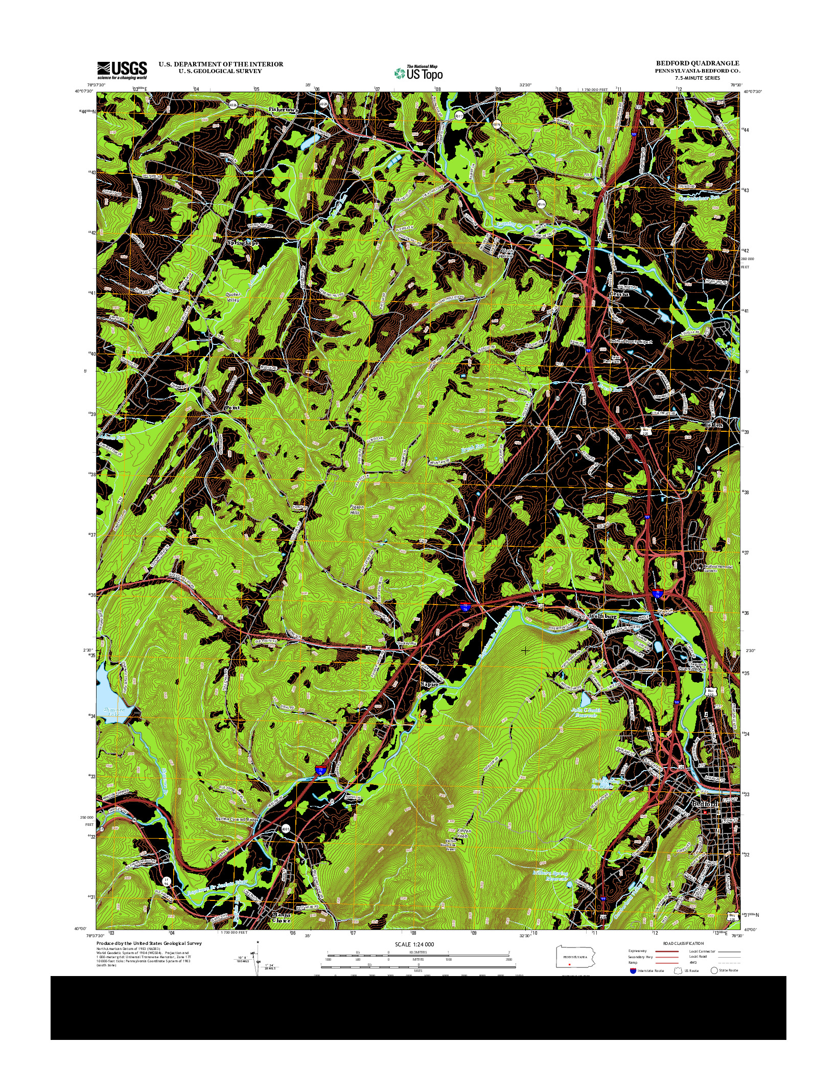 USGS US TOPO 7.5-MINUTE MAP FOR BEDFORD, PA 2013