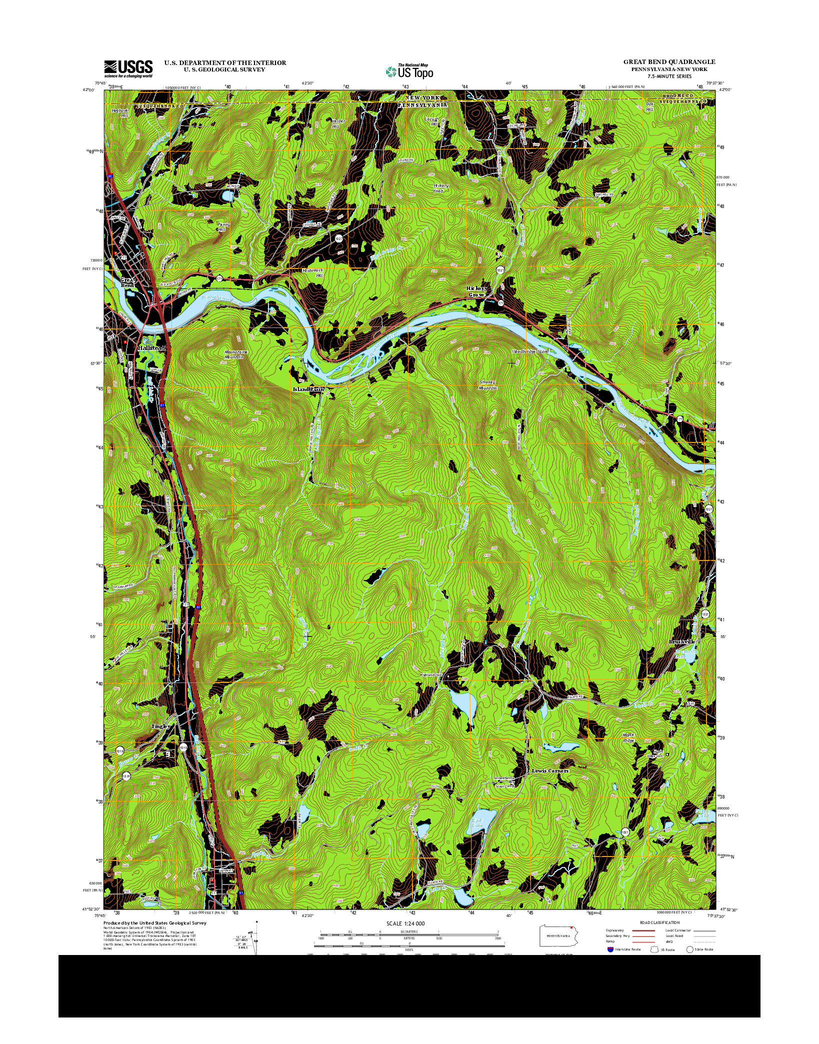 USGS US TOPO 7.5-MINUTE MAP FOR GREAT BEND, PA-NY 2013