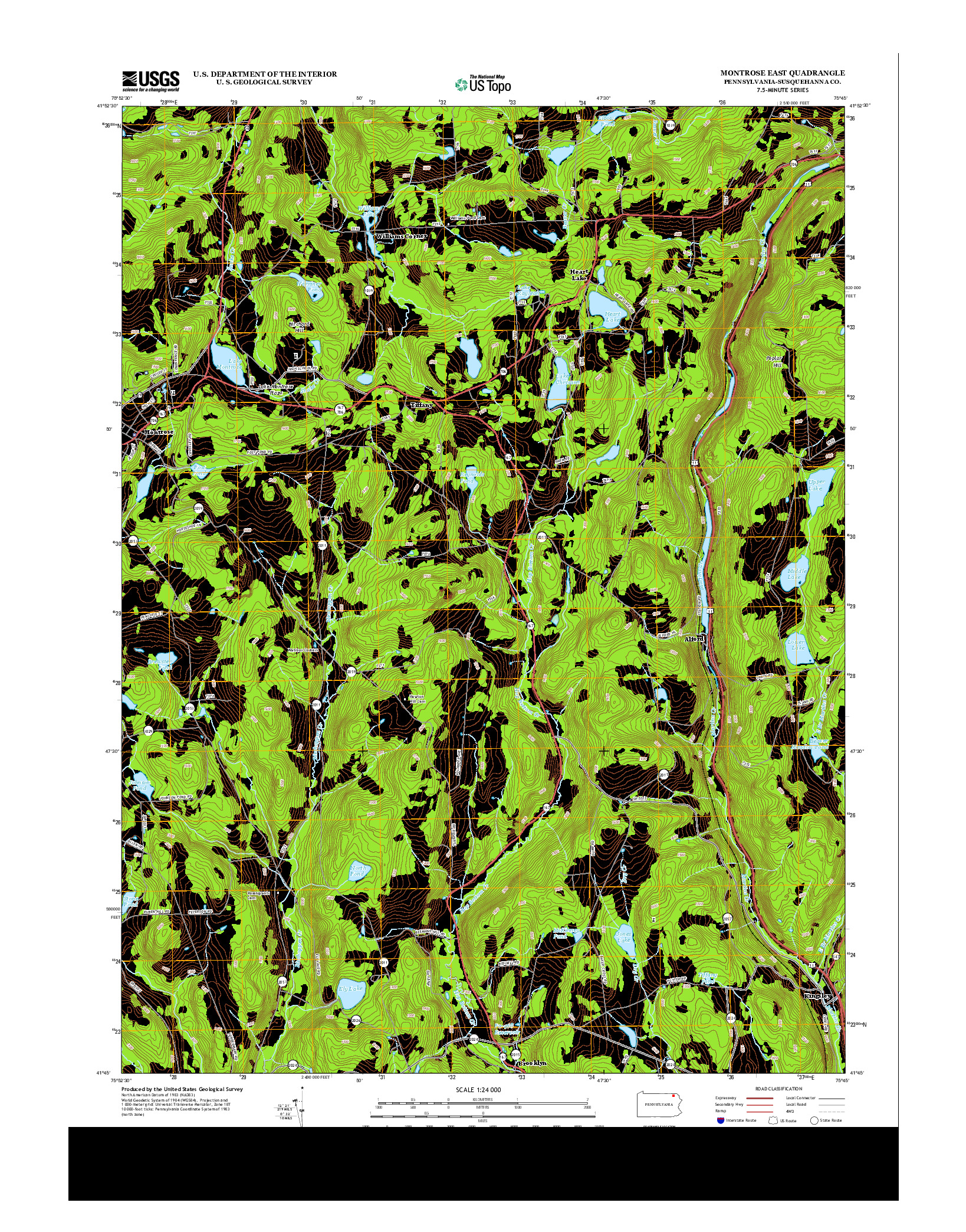 USGS US TOPO 7.5-MINUTE MAP FOR MONTROSE EAST, PA 2013