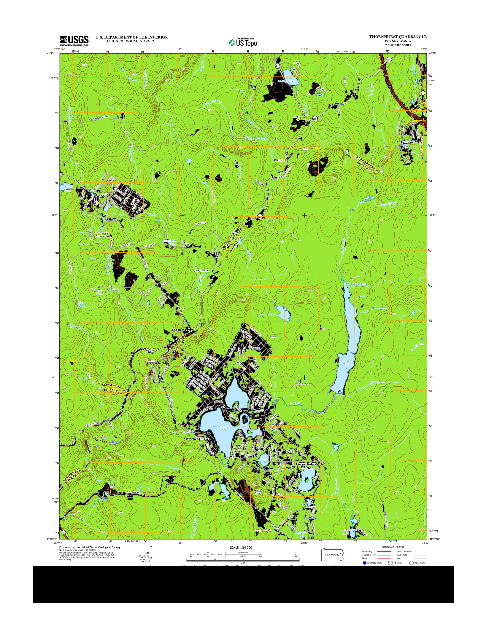 USGS US TOPO 7.5-MINUTE MAP FOR THORNHURST, PA 2013