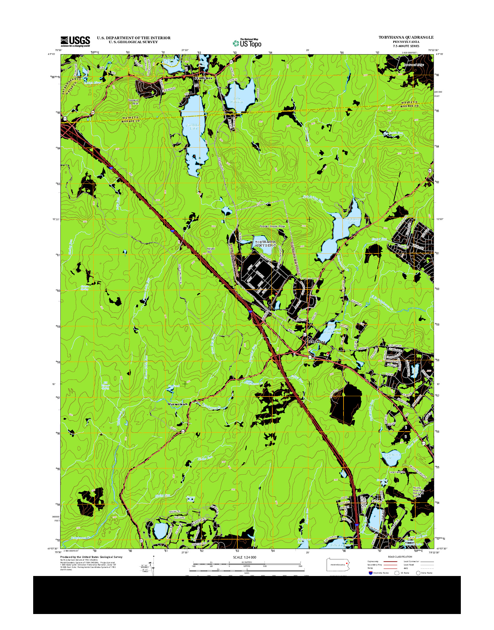 USGS US TOPO 7.5-MINUTE MAP FOR TOBYHANNA, PA 2013