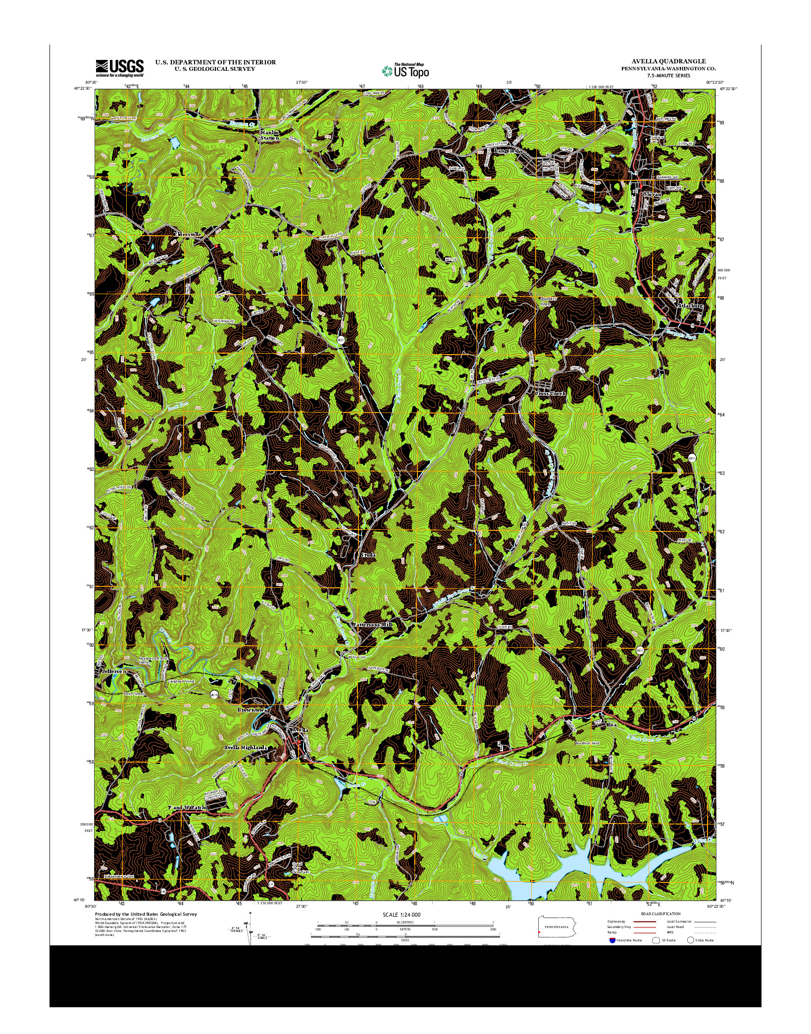 USGS US TOPO 7.5-MINUTE MAP FOR AVELLA, PA 2013